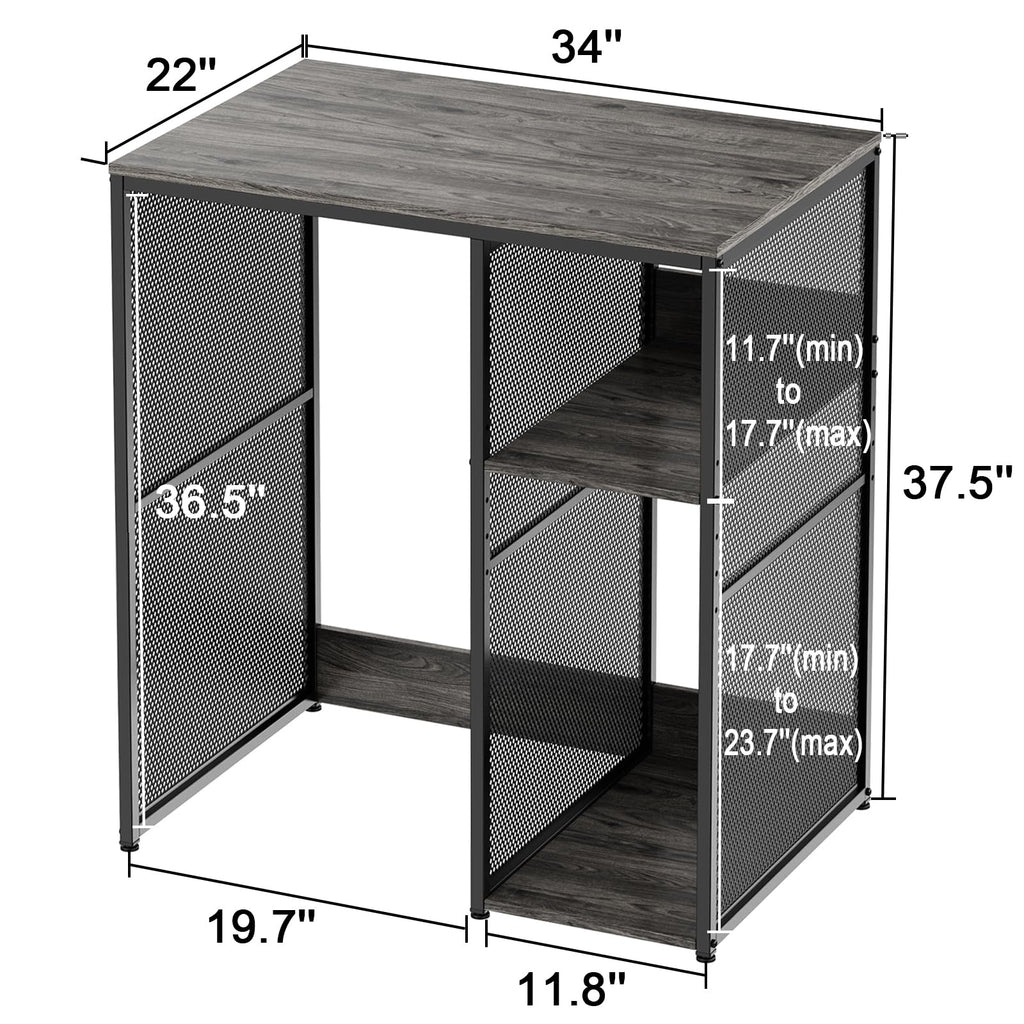 KirKical 3-Tier Coffee Bar Cabinet with Mini Fridge Space, Heavy-Duty Rustic Grey Microwave Stand Baker Rack, Utility Storage Organizer Shelf for Home Kitchen Dorm, Slate Grey