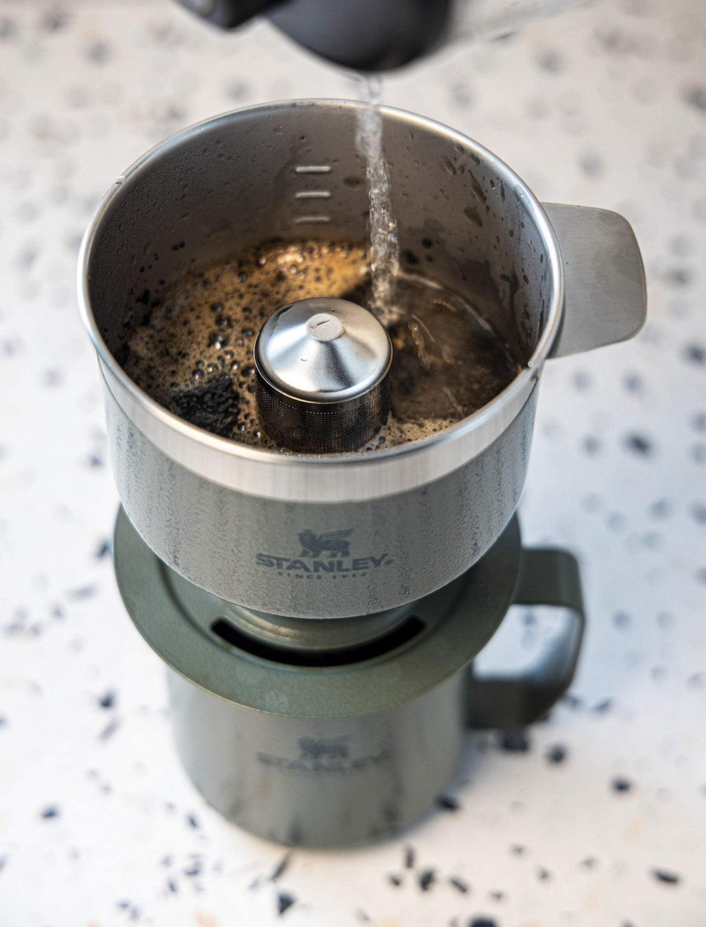 STANLEY Perfect Brew Pour Over | Manual Single Cup Coffee Maker | Drip Coffee Maker with Reusable Filter | Easy Clean Stainless Steel | BPA-Free | Charcoal Glow
