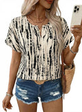 SHEWIN Women's Casual V Neck Floral Print Chiffon Blouses 3/4 Sleeve Boho Summer Tops Shirts