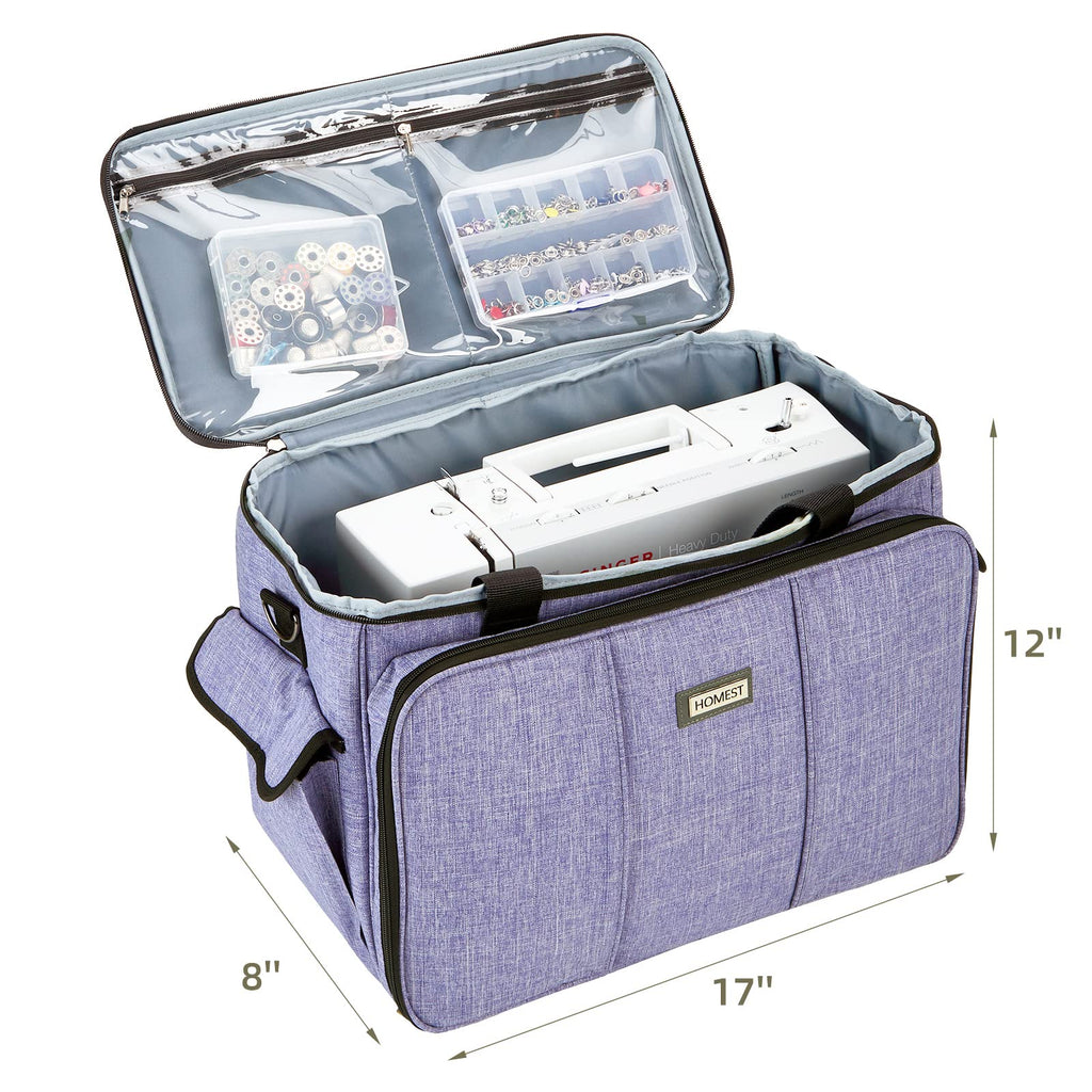 HOMEST Sewing Machine Carry Case, with Shoulder Strap and Front Pocket | Fits most standard Singer, Brother and Janome machines, with storage pockets for sewing accessories and tools, Floral