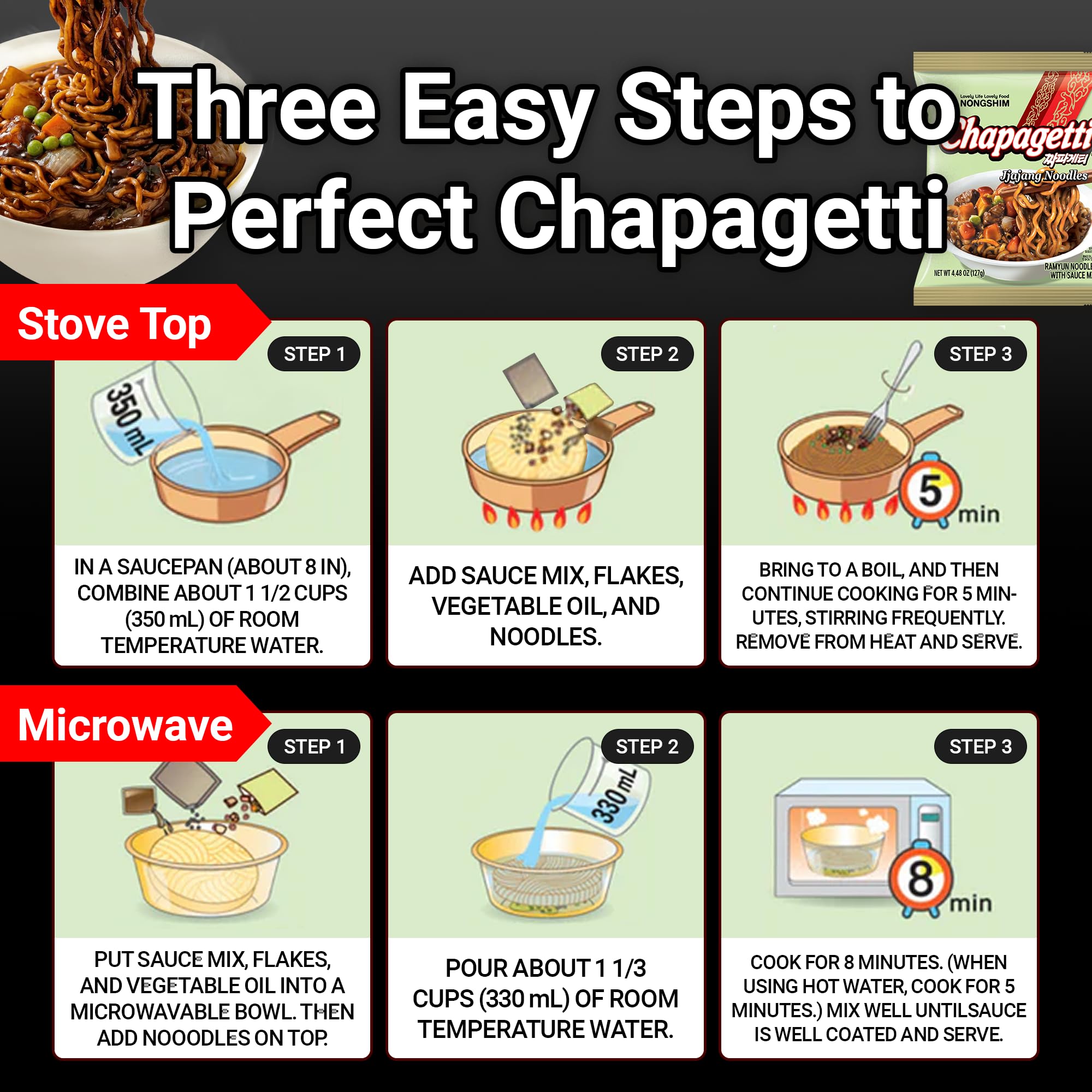 Nongshim Chapagetti Chajang Noodle, 4.5 Ounce (Pack of 4)