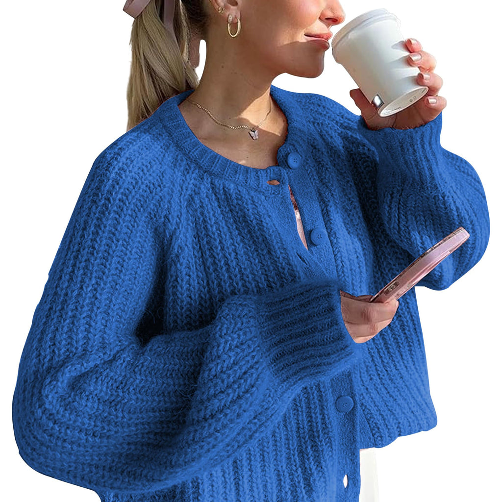 Hixiaohe Cardigan Sweater for Women Long Sleeve Button Y2K Chunky Knit Sweater Fall Casual Open Front Outwear Knitwear Coat