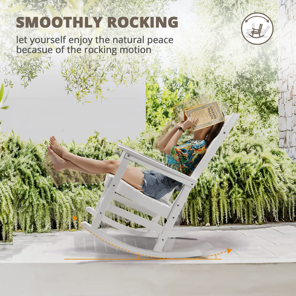 LUE BONA Rocking Chair Outdoor, Weather Resistant HDPS Plastic Rocker Chairs, 350lb Heavy Duty, Oversized Porch Rocker for Adult, High Back Smooth Rocking Chairs for Outdoor & Indoor, Aruba Blue