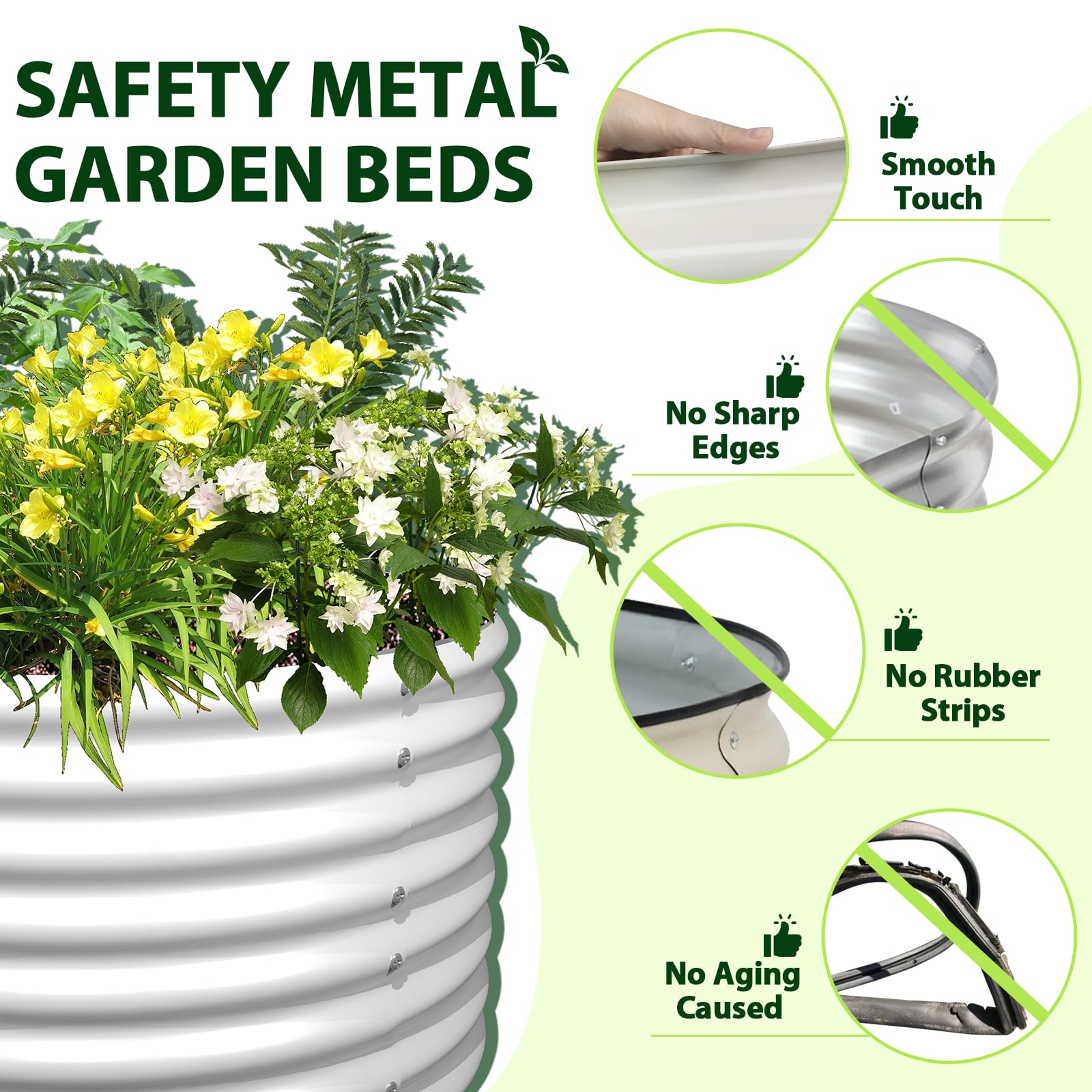 A ANLEOLIFE 2-Pack 3ft x 24” Tall Galvanized Raised Garden Beds Outdoor, Round Metal Planter Box for Planting Vegetables Flowers Herb, Anti-Rust & Easy-Setup, Quartz Grey