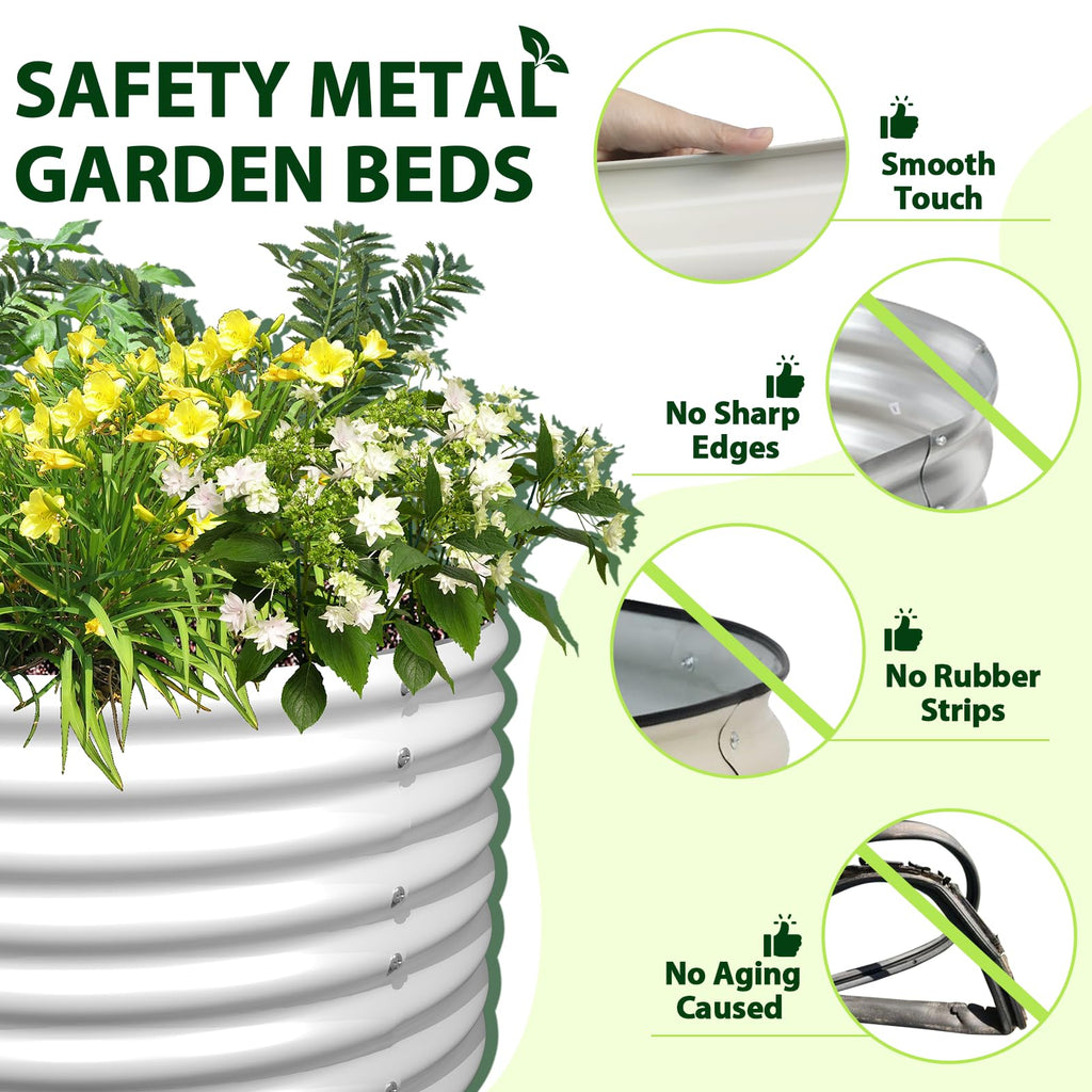 A ANLEOLIFE 2-Pack 3ft x 24” Tall Galvanized Raised Garden Beds Outdoor, Round Metal Planter Box for Planting Vegetables Flowers Herb, Anti-Rust & Easy-Setup, Quartz Grey
