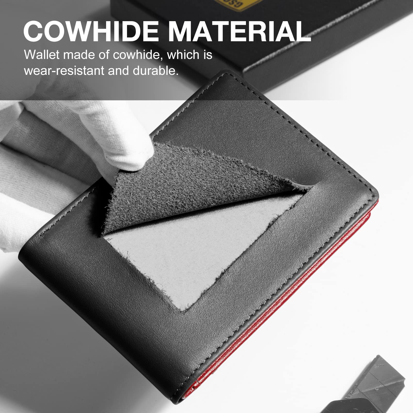 GSOIAX Slim Wallet for Men Rfid Blocking Leather Bifold Front Pocket Carbon Fiber Men's Money Clips Credit Card Holder With Gift Box