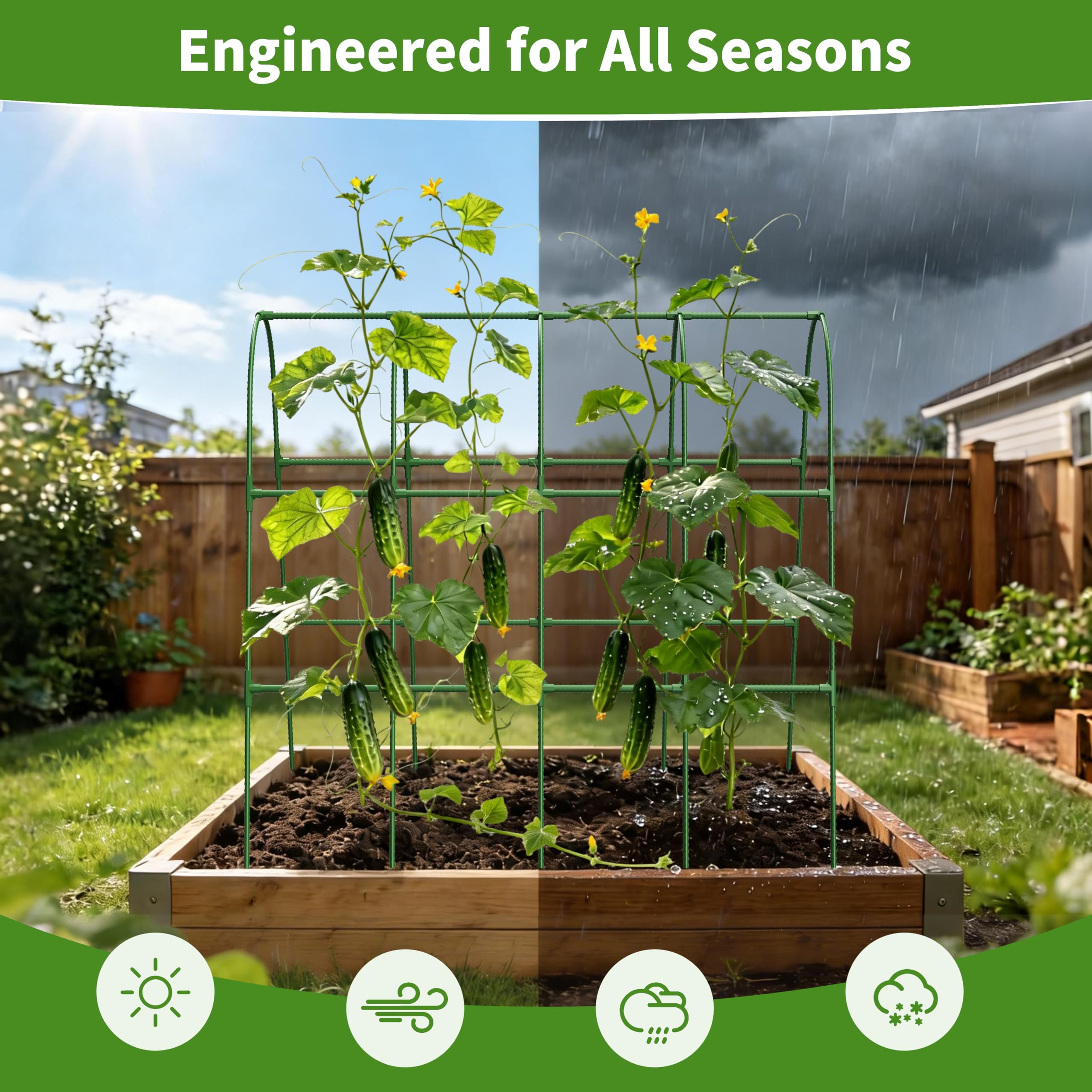 Cucumber Trellis for Raised Bed,U-Shape Garden Trellis for Climbing Plants Outdoor, Metal Arch Vegetables Trellis, Plant Support for Vine (Green, 31.5" Lx21.6 Wx47.2 H-Small)