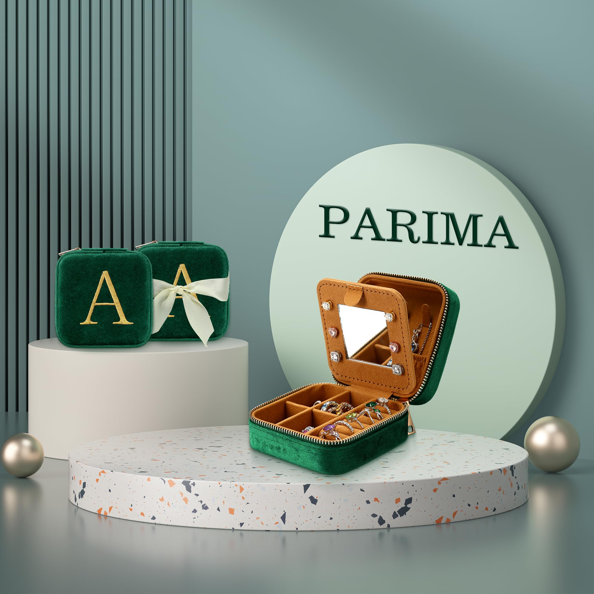 Parima Gift for Women - 21st 30th 40th 50th 60th 70th Birthday Gifts for Women Her, Personalized Birthday Gifts Idea, Jewelry Box Travel Jewelry Case - Letter S, Green