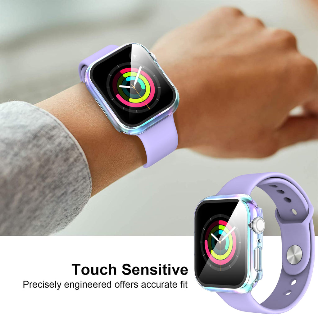Diruite 2-Pack for Apple Watch Series 3/2/1 38mm Case, Ultra-Thin All-Around Tempered Glass Screen Protector Protection Cover for iWatch 38mm - Black