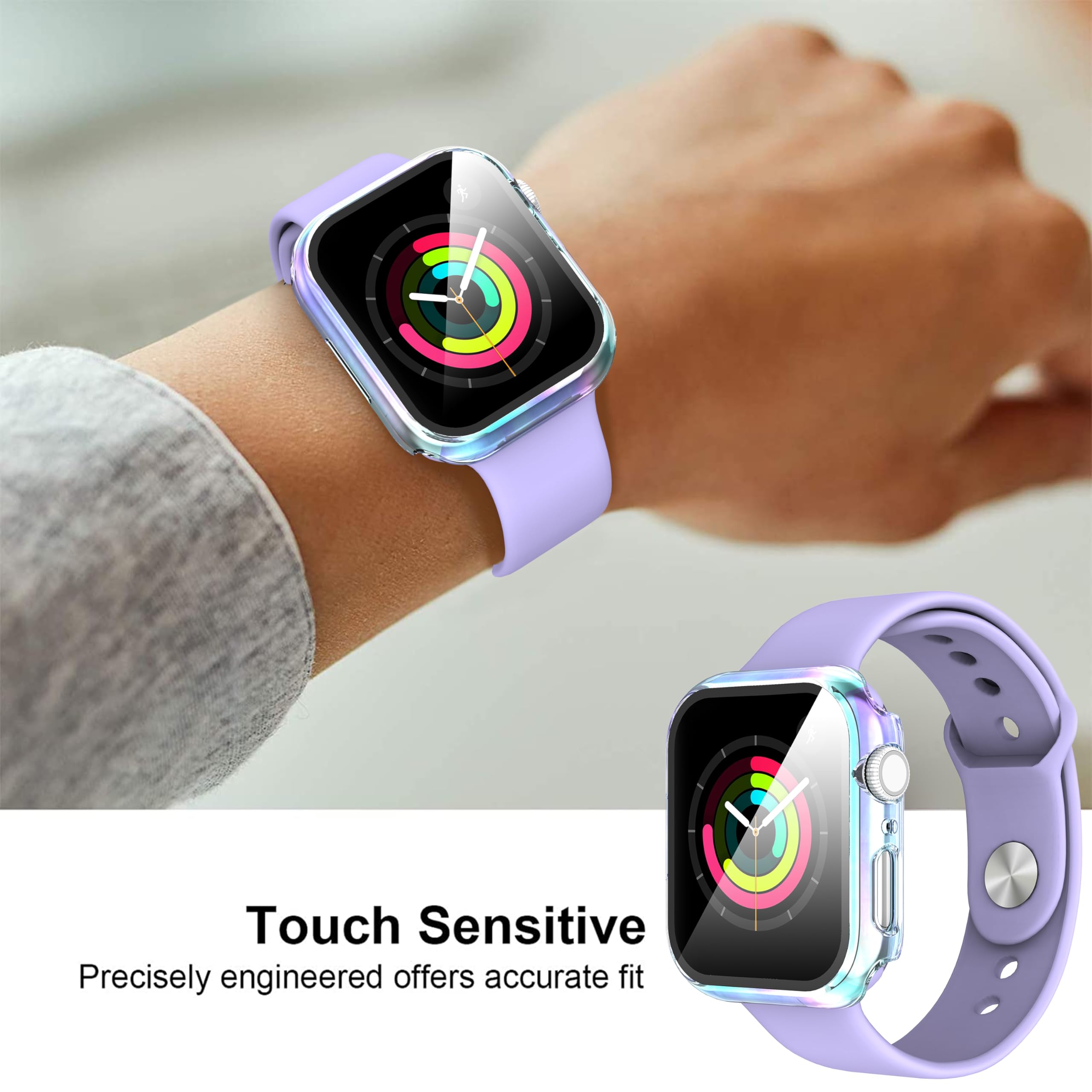 Diruite 2-Pack for Apple Watch Series 3/2/1 38mm Case, Ultra-Thin All-Around Tempered Glass Screen Protector Protection Cover for iWatch 38mm - Black