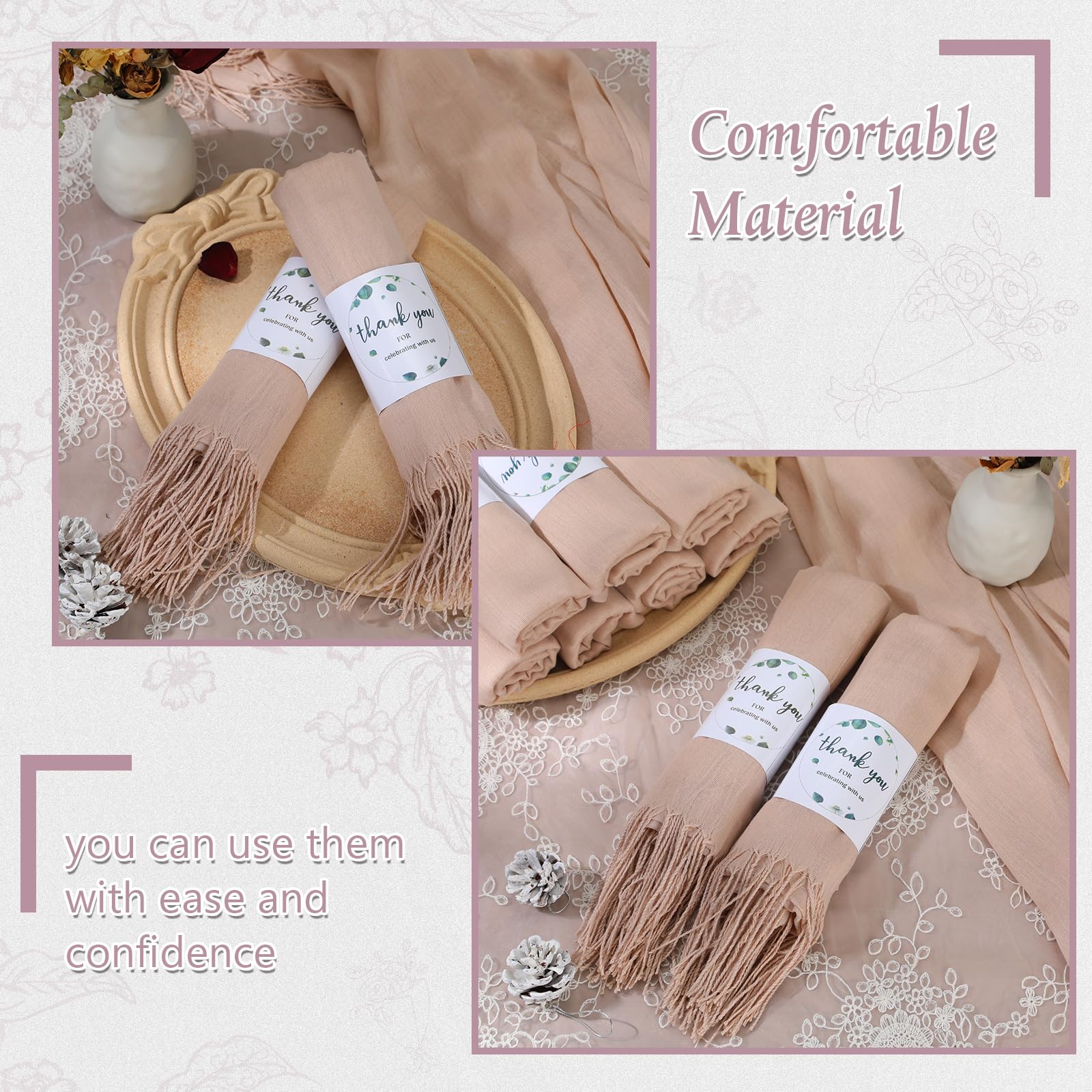 Ramede 50/100 Bulk Wedding Shawl Scarf for Women 79 x 28 Guests Shawl Wraps Gifts for Women Bridal Shawls with Thank Cards