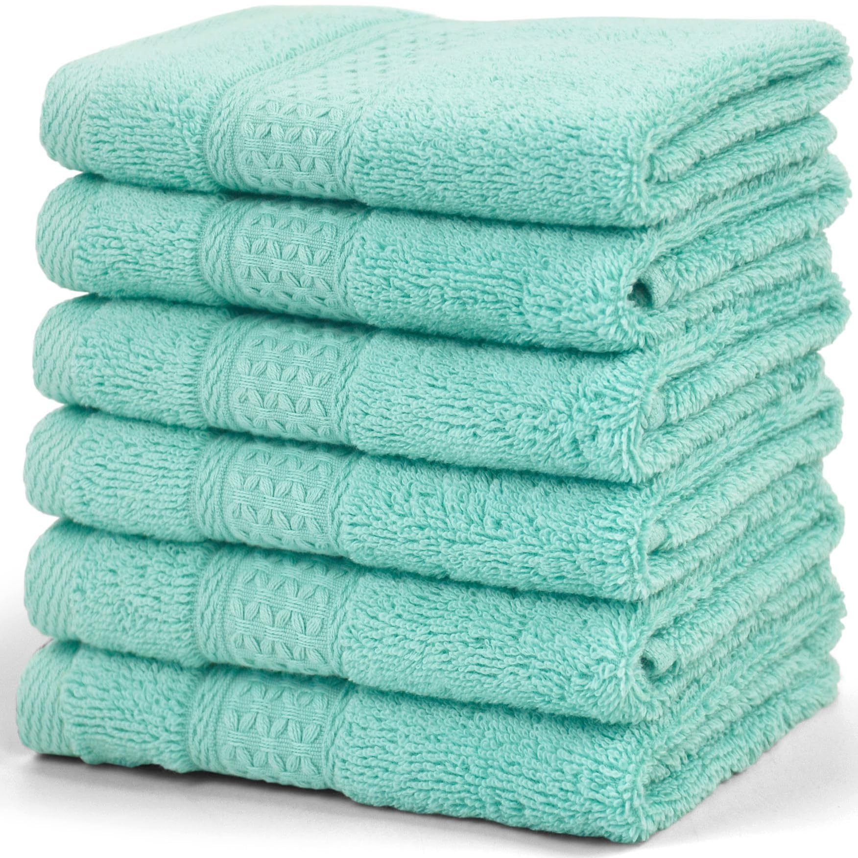 Cleanbear Face-Cloth Washcloths Set,100% Cotton, High Absorbent, 6-Pack 6 Colors, Size13 x13-deep Color