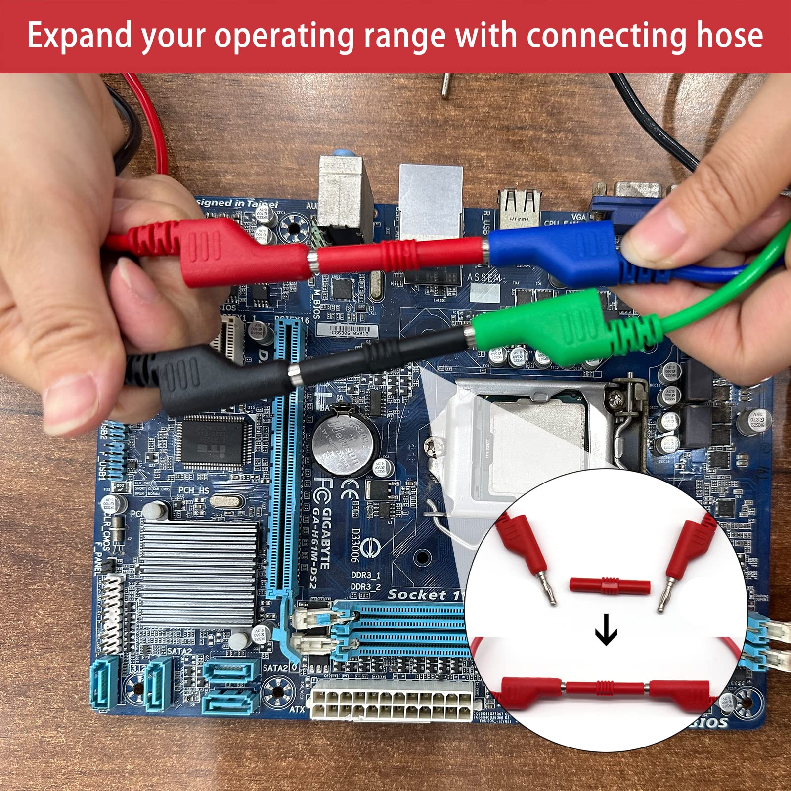 12pc Multimeter Test Leads,Test Leads with Alligator Clips,Test Hook,Banana Plug Leads,Telescopic Testing Hook,Suitable for Fluke, Kaiweets, Innova Multimeter, Voltmeter, Clamp Meter