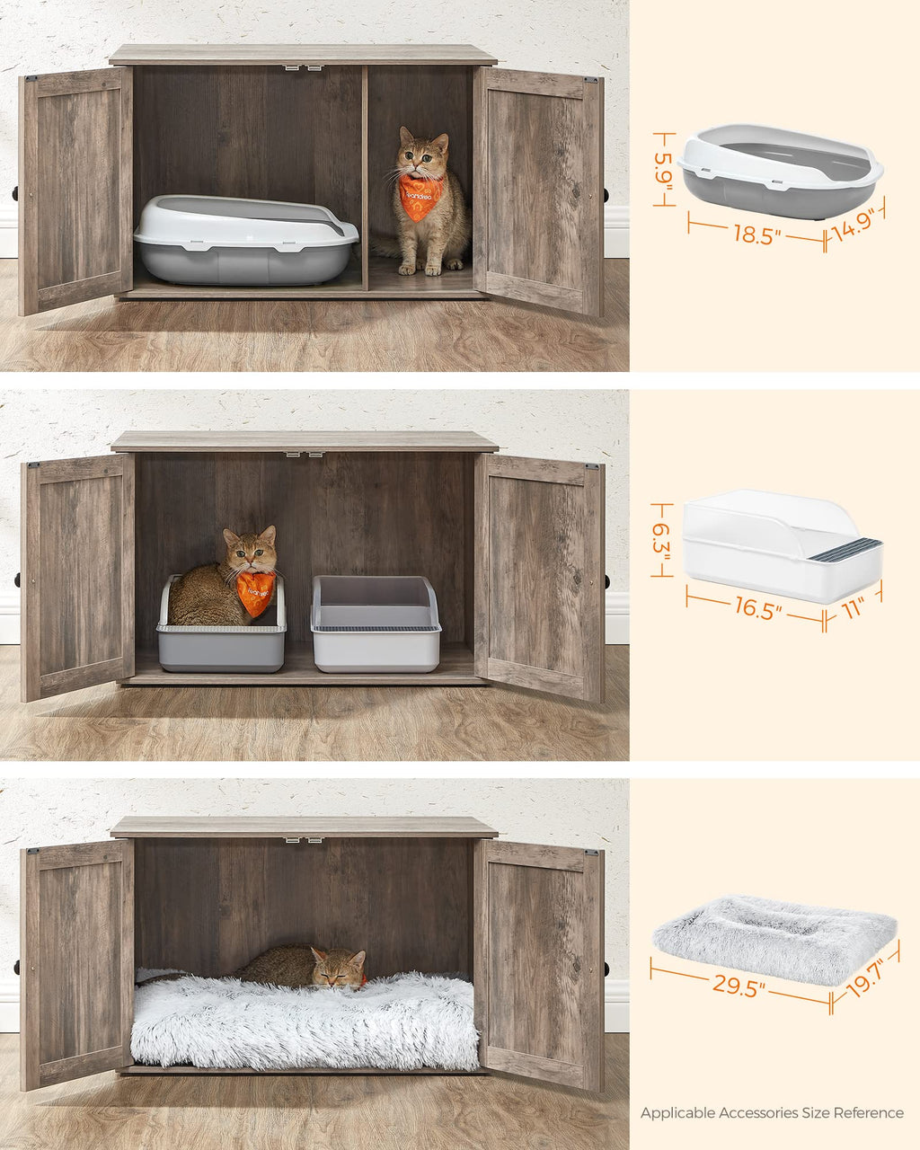 Feandrea Cat Litter Box Enclosure, Litter Box Furniture Hidden, Indoor Cat House, End Table, 27.6 x 19.7 x 19.7 Inches, Heather Greige UPCL022K01