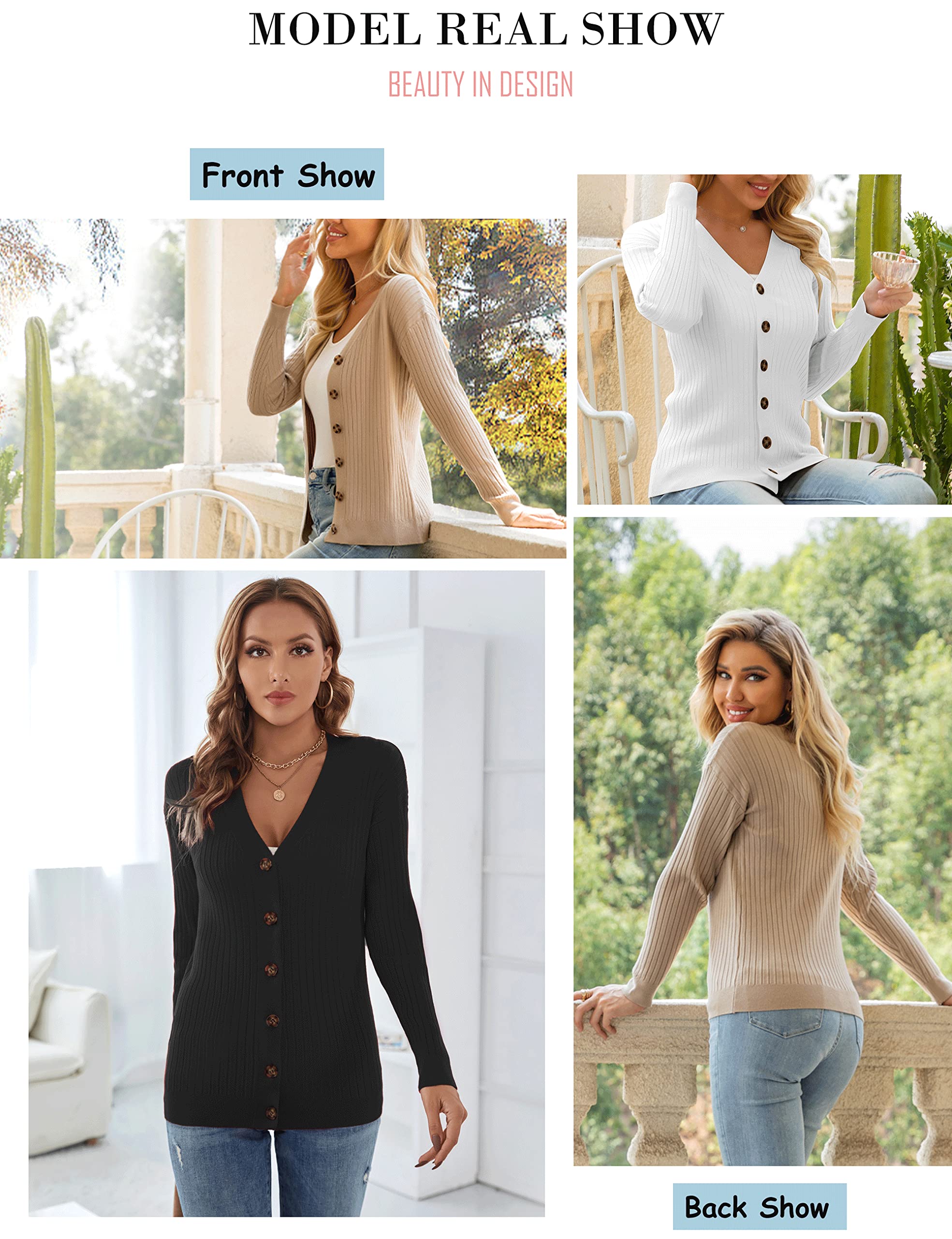LIENRIDY Women's Knit Cardigan Long Sleeve Button Down Sweater Lightweight Cardigans, S-XL