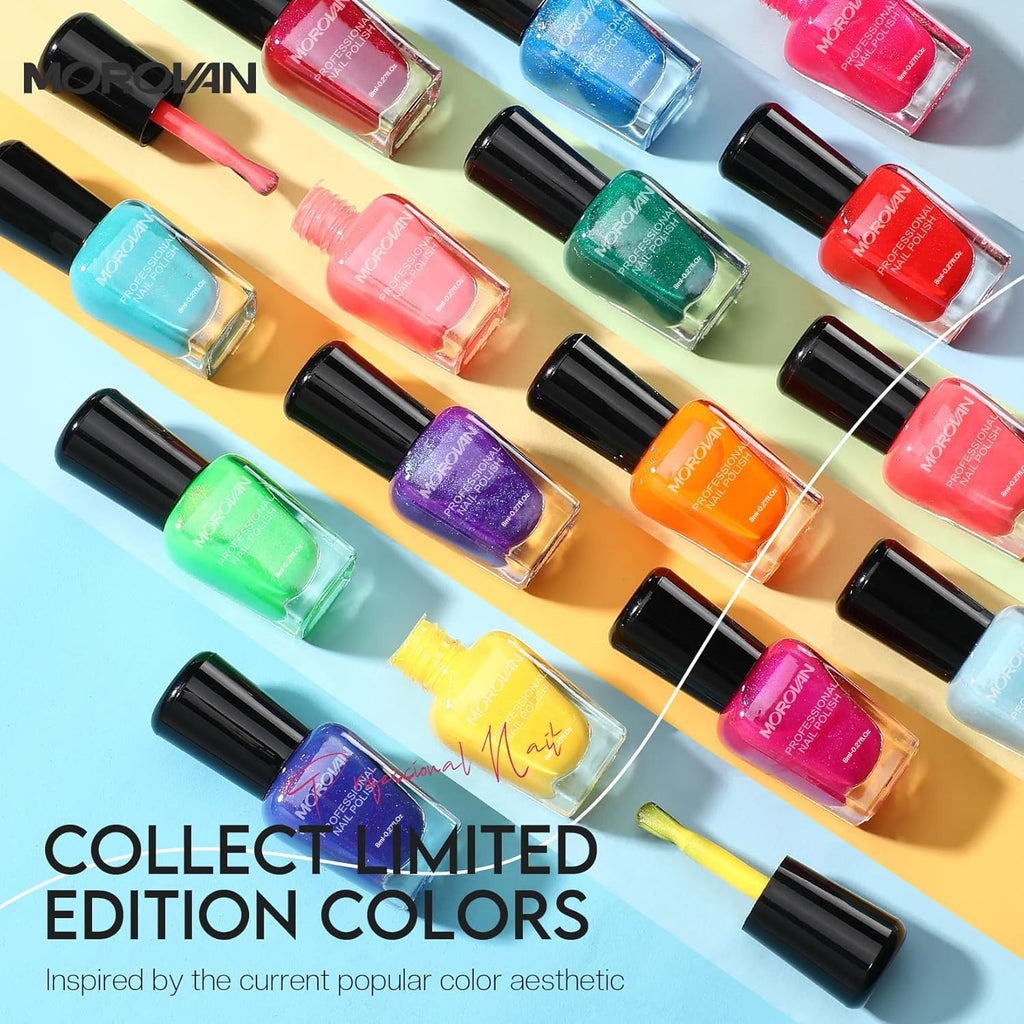 Morovan 15 Bright Color 0.27oz Air Quick Dry Long Lasting Nail Polish Gift Set for Women