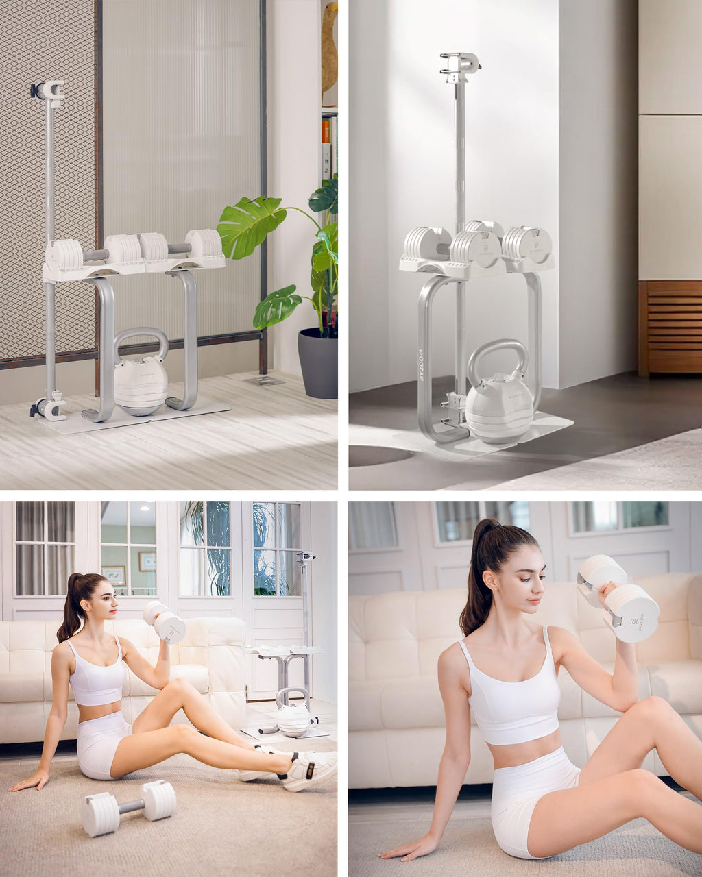 BYZOOM FITNESS Pure Series Adjustable Dumbbell - 12.5/25/27.5/50/55/75lb - ONE UNIT OR PAIR(check QTY before purchase) - 5-in-1/ 10-in-1 / 15-in-1 / 21-in-1 Flexible Hand Weights for Home Apartment Garage Gym, Strength Training & Fitness Workouts, White O
