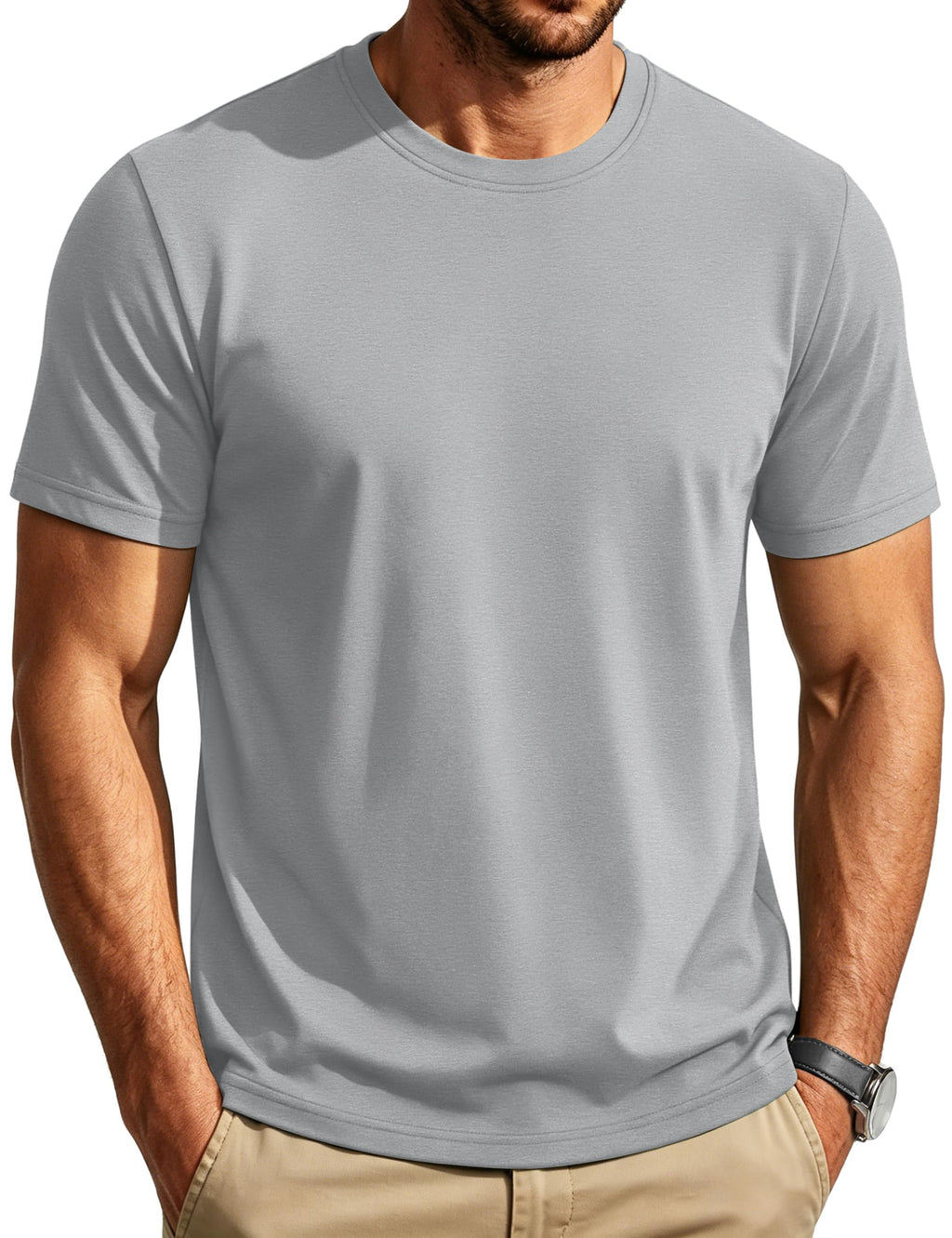 Cotrasen Mens T-Shirts Short Sleeve Cotton Crew Neck Lightweight Moisture Wicking Casual Soft Basic Plain Tee Shirts
