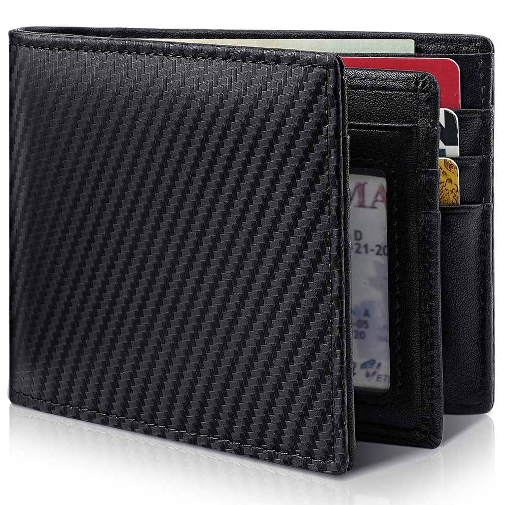 Artpaxy Mens Wallet Genuine Leather Bifold RFID Blocking Wallet for Men with 1 ID Window 13 Card Holders 2 cash pockets 1 Gift Box