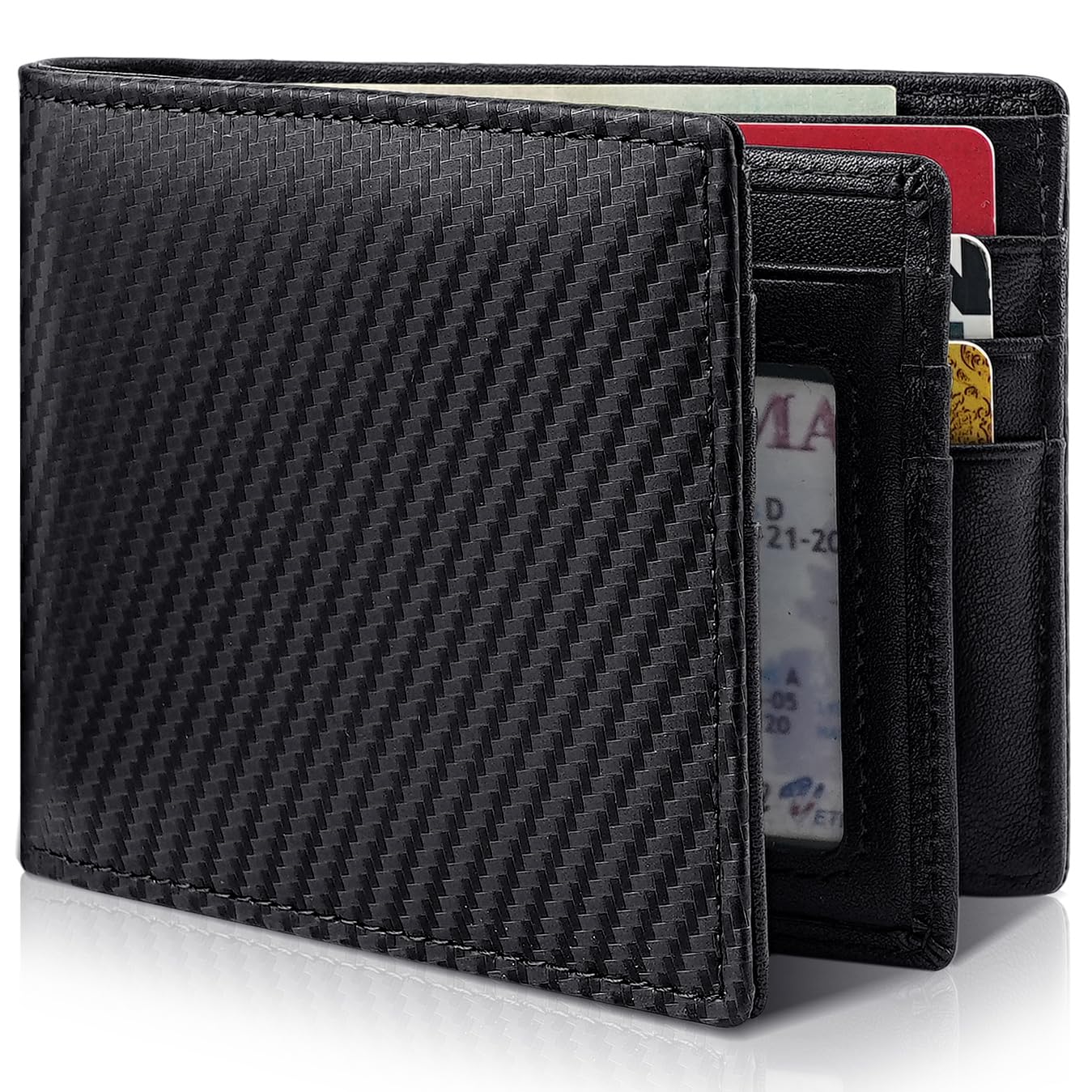 Artpaxy Mens Wallet Genuine Leather Bifold RFID Blocking Wallet for Men with 1 ID Window 13 Card Holders 2 cash pockets 1 Gift Box