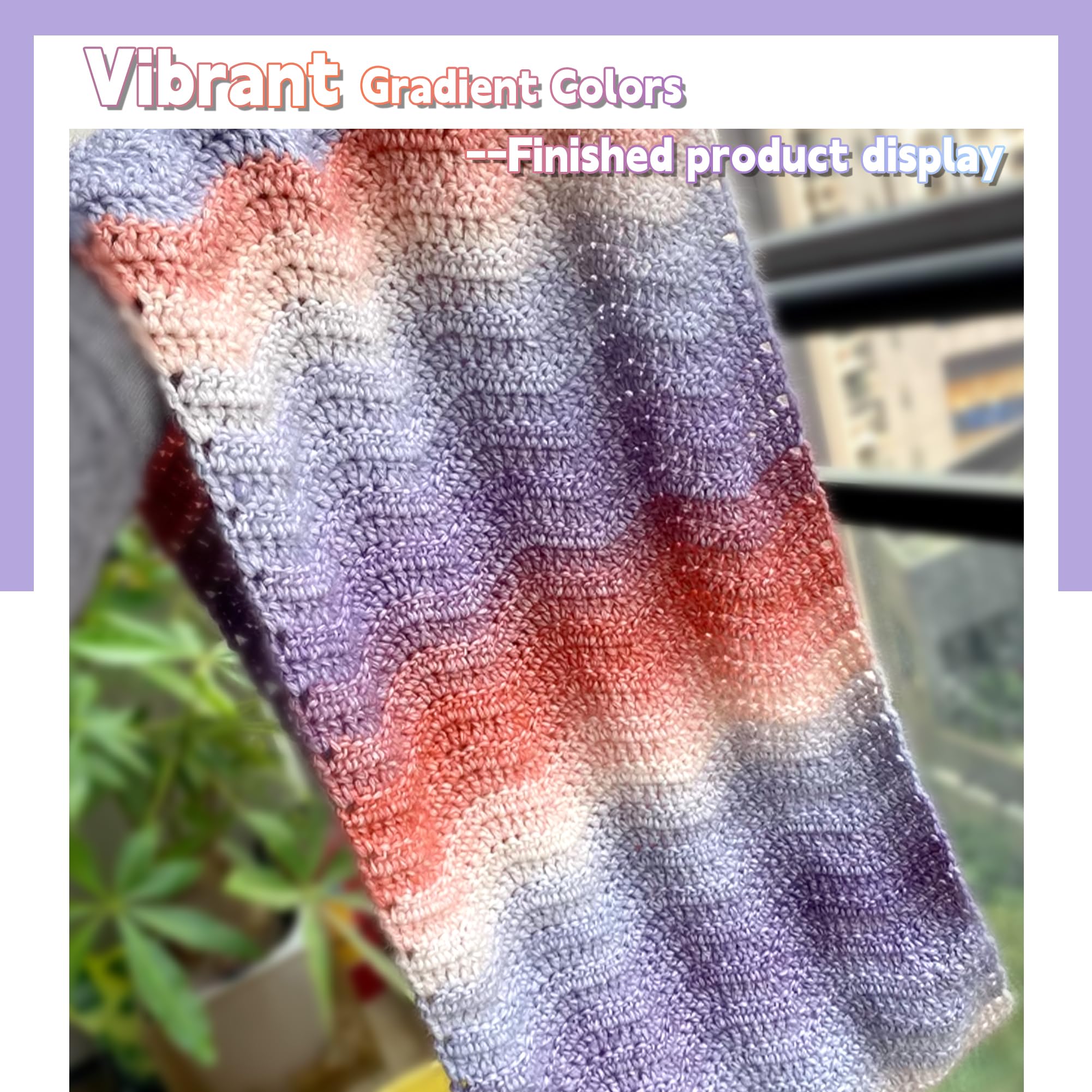 Katech Fairyland Yarn for Crocheting Knitting-Gradient Yarn Cake-4 Pack of 100g/3.52 oz-Soft DK Light Weight #3-60% Cotton 30% Acrylic 10% Wool-Perfect for Scarves, Shawls, Blankets and Garments(A)