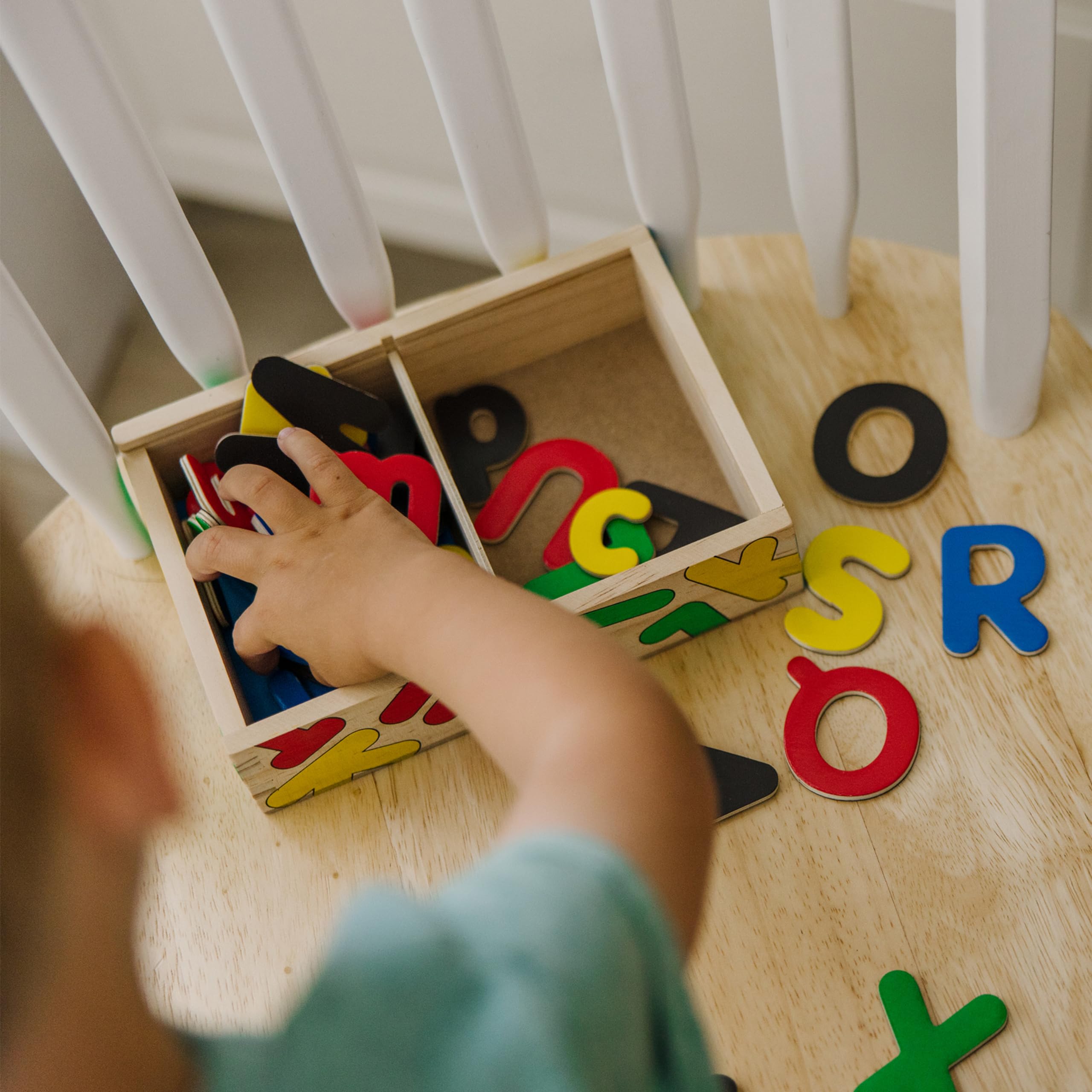 Melissa & Doug 52 Wooden Alphabet Magnets in a Box - Uppercase and Lowercase Letters