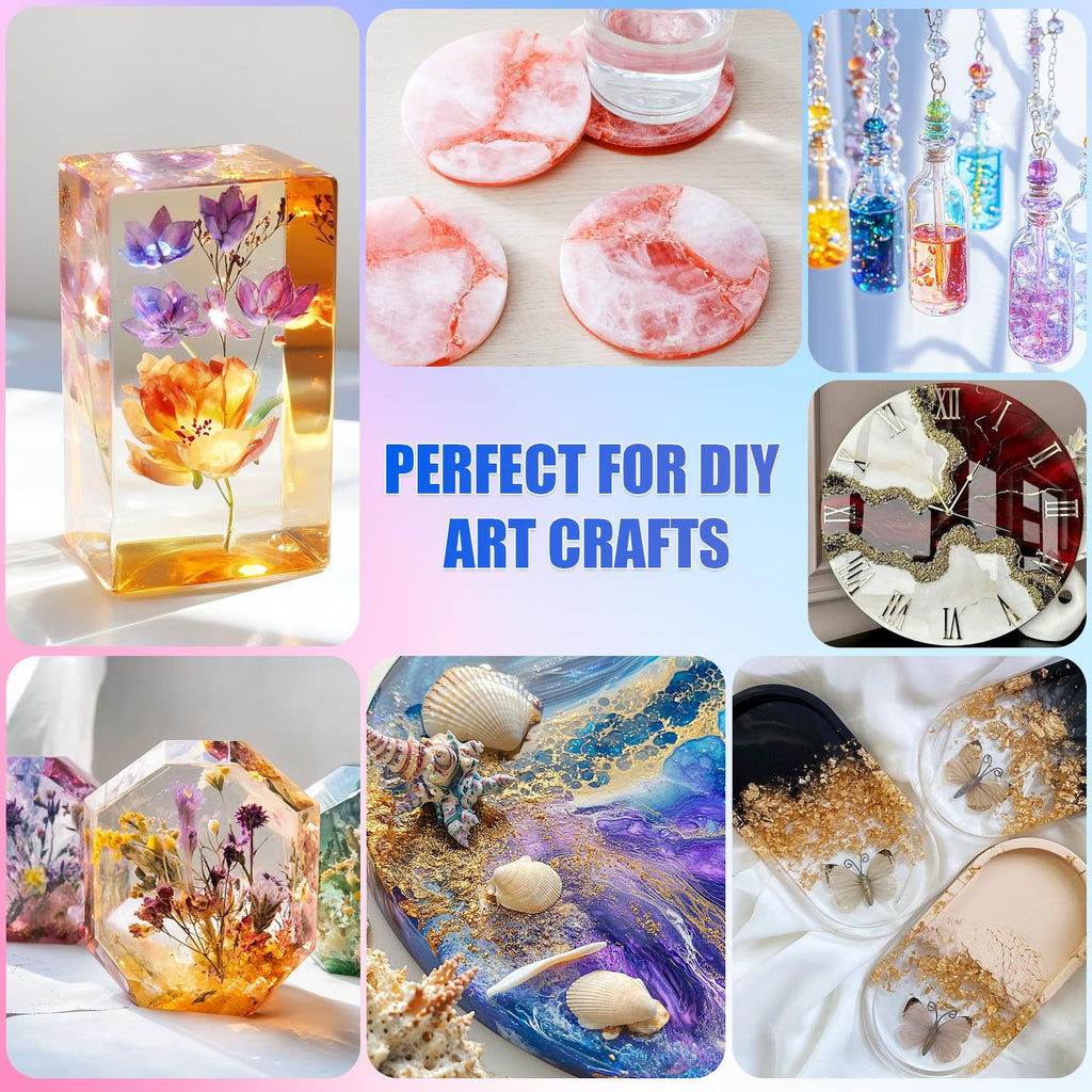 Epoxy Resin Kit, 1Gallon Kit Crystal Clear Resin Epoxy, Bubble Free, No Yellowing, UV Resistant, Food Safe with, Easy Mix 1:1 for DIY Crafts Jewelry Making
