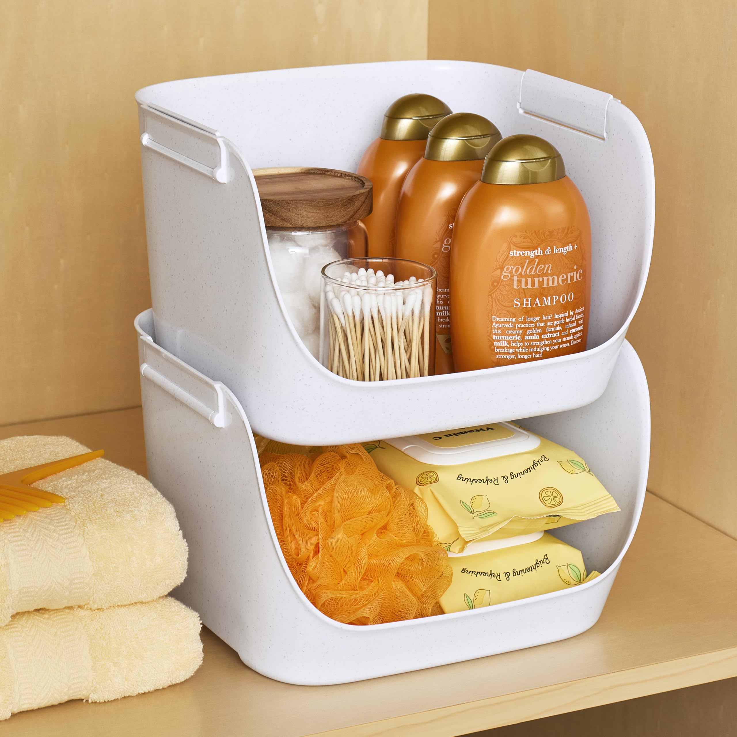 YouCopia ShelfBin Packet Organizer, 4-Tier Stairstep Raised Divided Bin, BPA-Free Storage Caddy for Kitchen Pantry and Cabinet Organization, Tea Bags, Medicine, and More