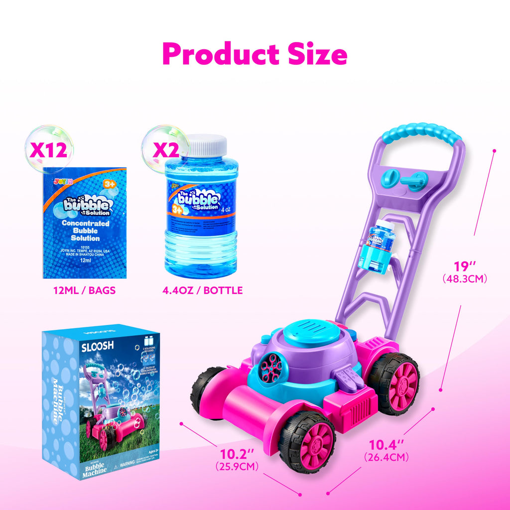 SLOOSH Bubble Lawn Mower Toddler Toys - Spill-Proof Bubble Machine Pretend Gardening Play Toy for Age 1 2 3 1-3 Year Old Baby Boys Indoor Outdoor Use, Easter Basket Stuffers Birthday Gifts (Blue)