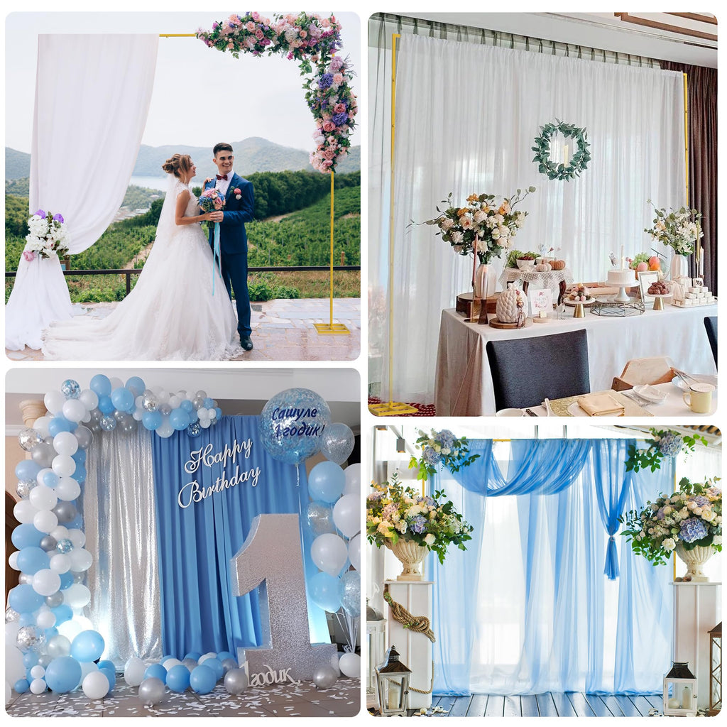 Fomcet 10FT x 10FT Backdrop Stand Heavy Duty with Base, Black Portable Adjustable Pipe and Drape Backdrop Stand Kit, Square Metal Arch Party Frame for Wedding Birthday Parties Banquet Decorations