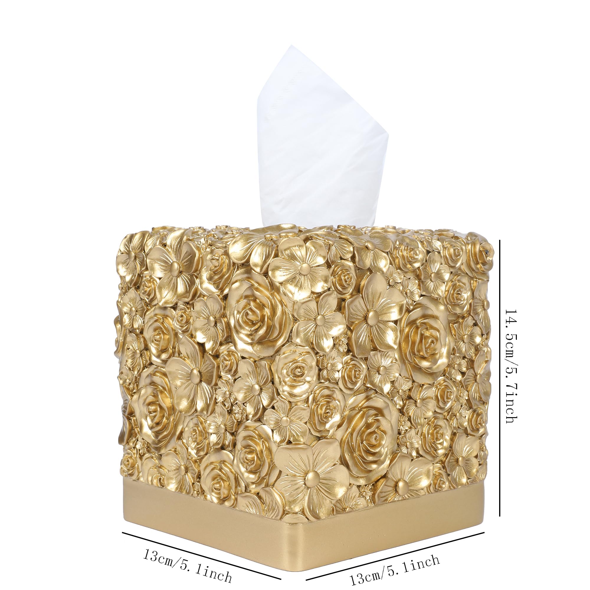 Hymmah Square Tissue Box Cover Holder with Tray,Unique Cube Design Tissue Dispenser Cover Decor for Vanity Counter Tops Also Great for Bedroom and Living Room