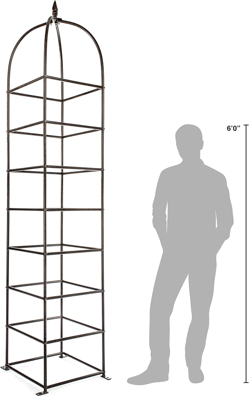 H Potter 8.5 Foot Iron Garden Obelisk Trellis | Heavy-Duty Ornamental Metal Landscape Hardscape for Climbing Plants | Large Handcrafted Vertical Yard Art - Model GAR470L