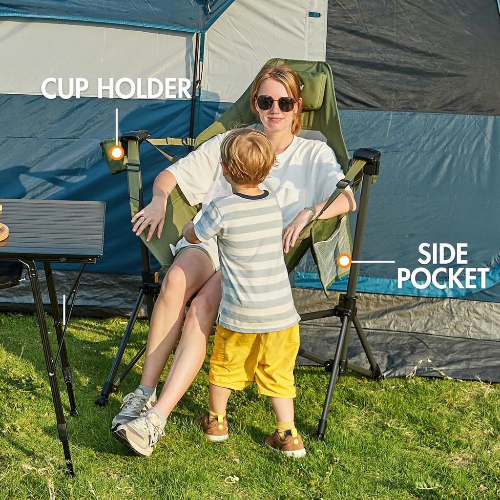Portal Hammock Camping Chair, Portable Outdoor Swinging Chairs with Adjustable Back and Height for Lawn, Backyard, Patio, Supports 400 lbs, Breathable Mesh High Back, Blue