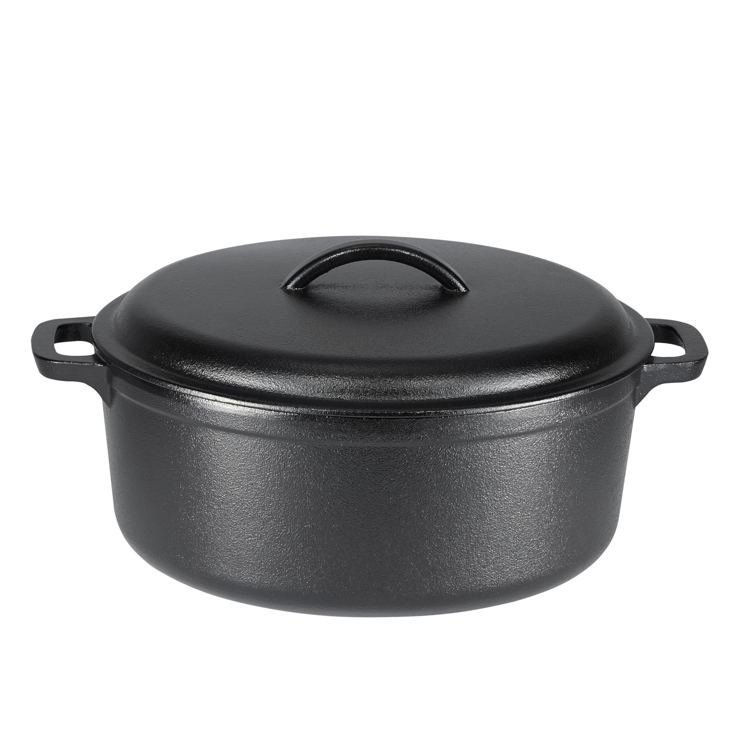 Amazon Basics Pre-Seasoned Cast Iron Mini Dutch Oven Pot with Lid and Dual Handles, Oven Safe, 2-Quart, Round, Black