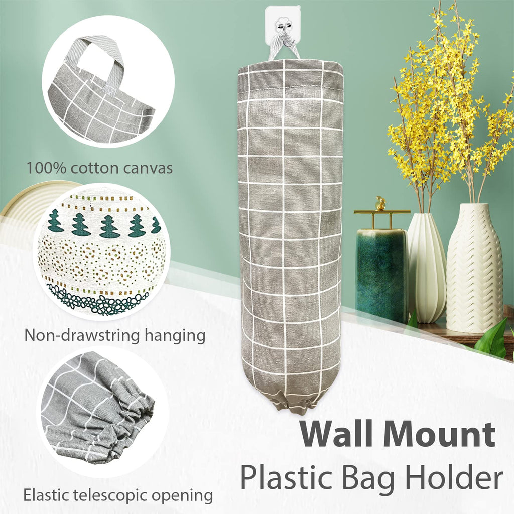 Plastic Bag Holder，Reusable Grocery Bag Holder，Wall Mount Plastic Bag Organizer Shopping Bags Carrier，Washable Large Grocery Bag Storage Dispenser for Home Kitchen Travelling Decor, 1 Pack，Alpaca