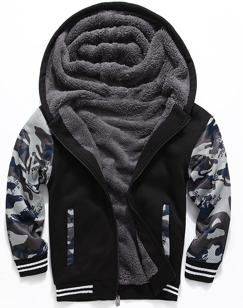 GEEK LIGHTING Boys Sherpa Lined Hoodie Kids Fleece Sweatshirt Full Zip Hooded Jacket