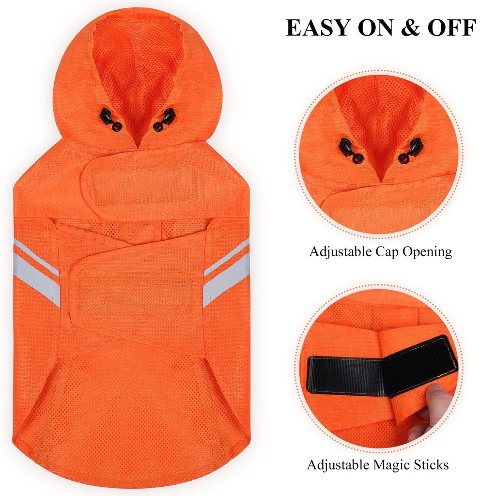 VIVAGLORY Wetoff Dog Raincoat, Rain Coat for Dog All Seasons Adventure, Rain Jacket with Harness Hole & Hood, Reflective Lightweight Waterproof for Doggy & Puppy, XXS, Blue
