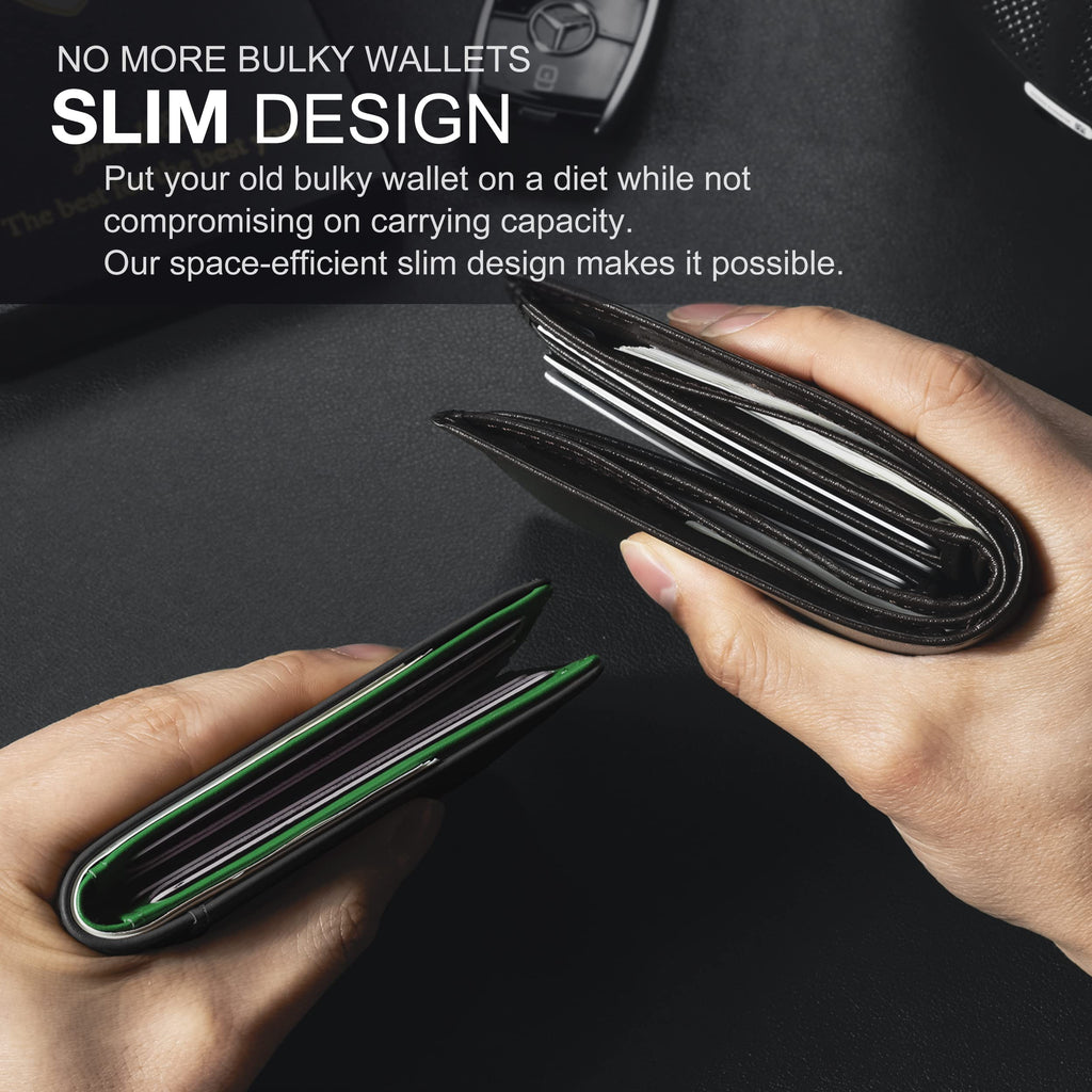 GSOIAX Slim Wallet for Men Rfid Blocking Leather Bifold Front Pocket Carbon Fiber Men's Money Clips Credit Card Holder With Gift Box