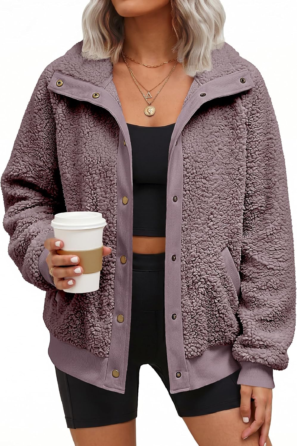 MEROKEETY Womens Sherpa Fleece Jacket 2026 Fall Casual Fuzzy Winter Coats