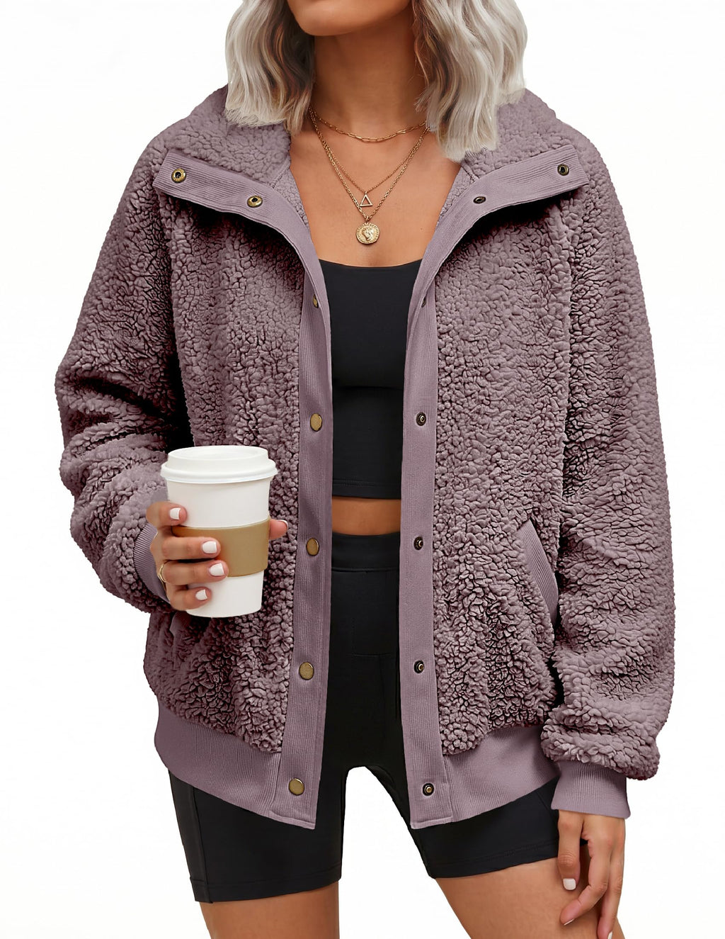 MEROKEETY Womens Sherpa Fleece Jacket 2026 Fall Casual Fuzzy Winter Coats
