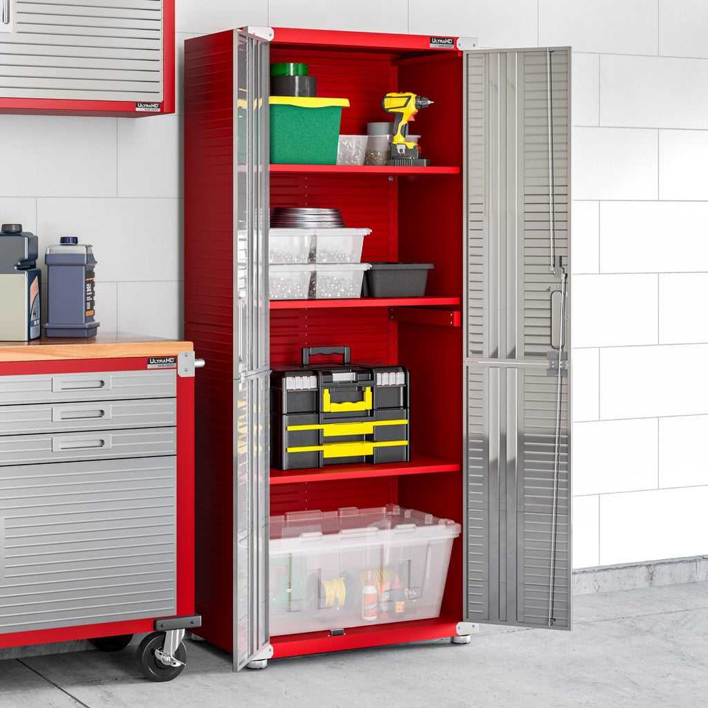 Seville Classics UltraHD Solid Steel Lockable Metal Storage Cabinet Locker Organizer, w/Adjustable Shelves for Garage, Warehouse, Office, Classroom, Granite, 30" W x 18" D x 72" H