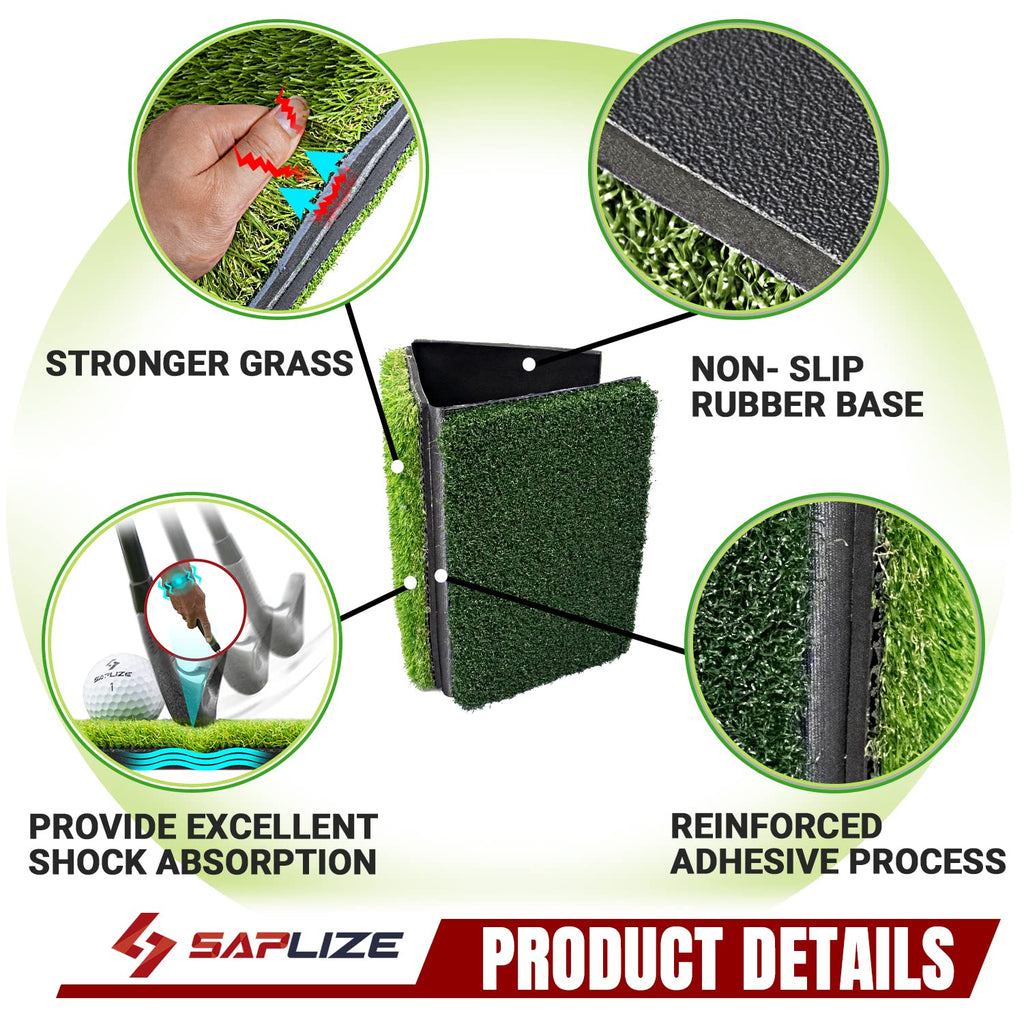 SAPLIZE Foldable Heavy-Duty Golf Hitting Mat with 10mm EVA Backing for Indoor/Outdoor Swing & Chipping, Golf Accessories & Gift for Men & Women