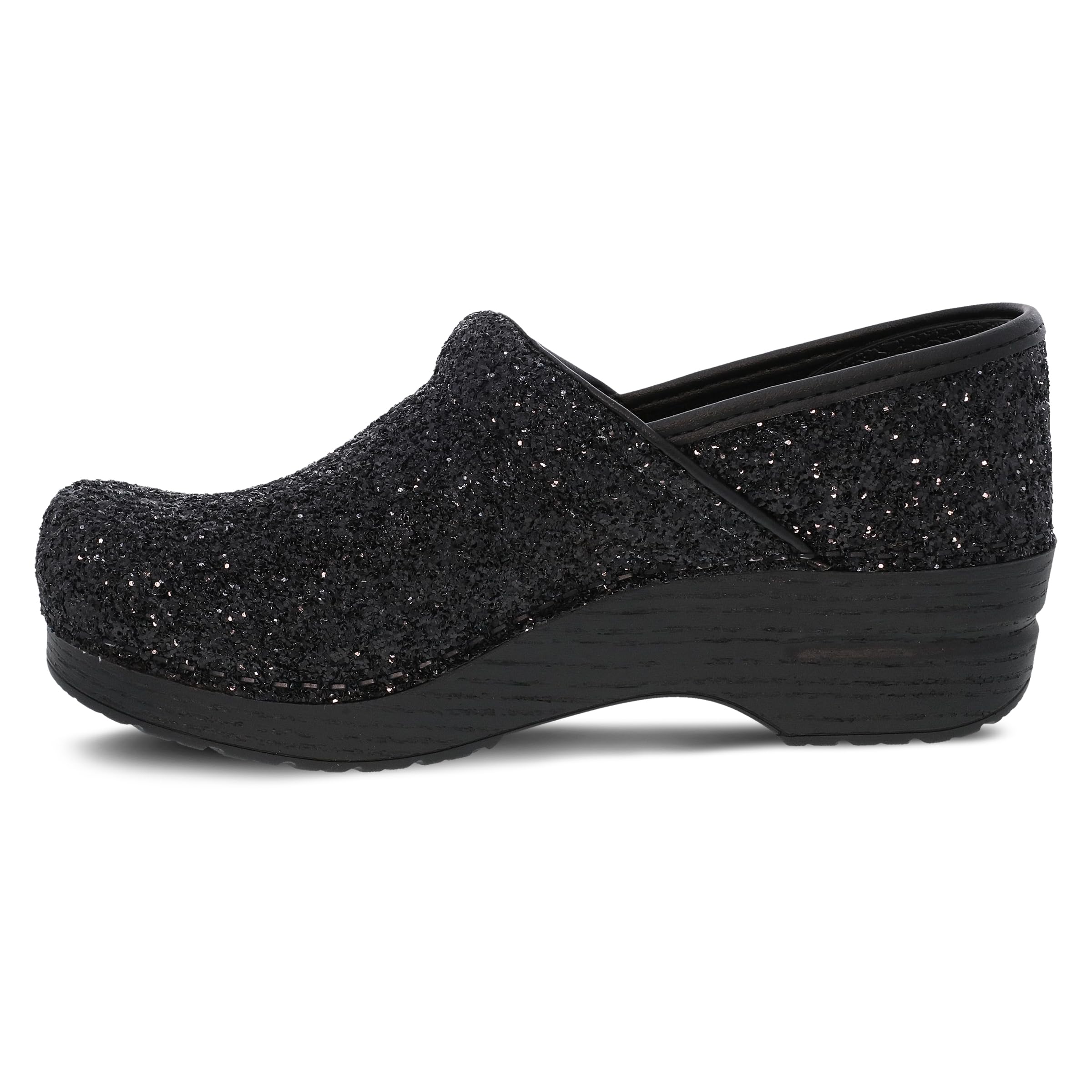 Dansko Professional Glitter Slip-On Clogs for Women – Rocker Sole and Arch Support for Comfort – Shiny and Stylish Glitter Uppers