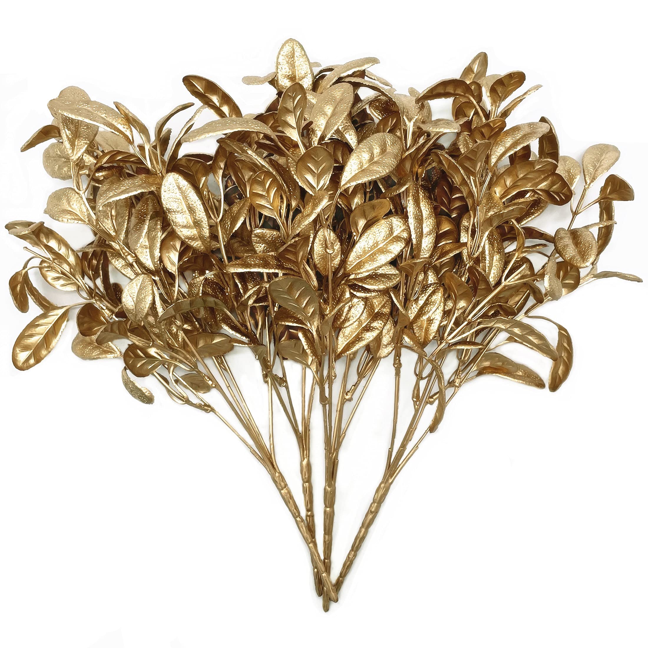 Christmas Decor Artificial Plants, PASYOU Gold Fake Antlers Plastic Grass Shrubs Leaves Indoor Outdoor Home Garden Party Hotel Verandah Wedding Event Faux DIY Decoration - 30 Inch Golden 2 Bunches