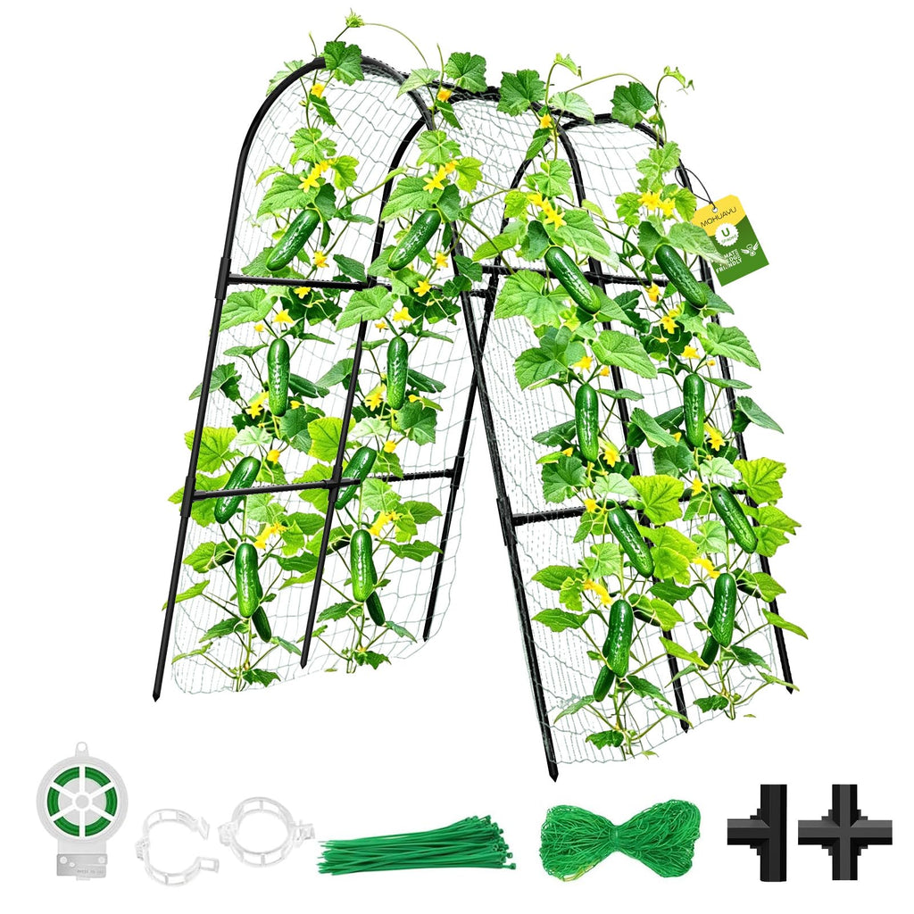 Cucumber Trellis for Raised Bed,U-Shape Garden Trellis for Climbing Plants Outdoor, Metal Arch Vegetables Trellis, Plant Support for Vine (Green, 31.5" Lx21.6 Wx47.2 H-Small)