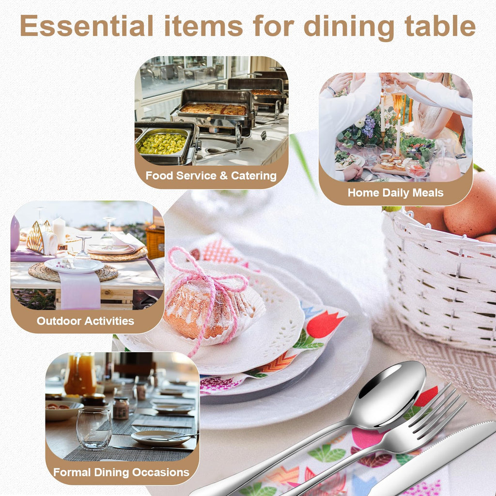 Silverware Set 20 Piece Stainless Steel Flatware Set Silverware Utensils for 4 People Includes Forks Knives Spoons & Salad Forks Dishwasher Safe Durable Tableware for Home Restaurant or Outdoor Use