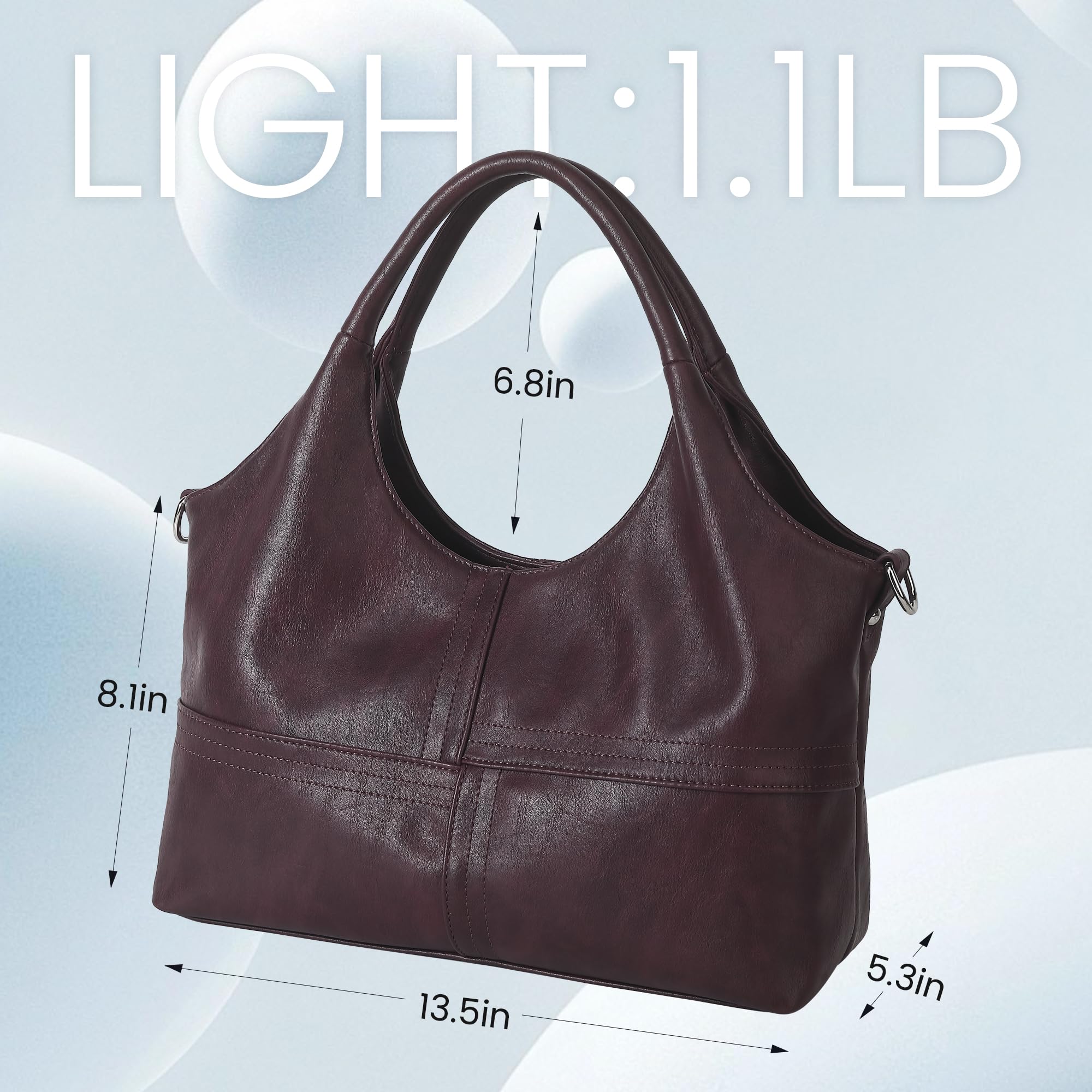 KOGTLA Medium Vegan Leather Purses for Women with Detachable Satchel Strap, Ladies Handbags, Tote Hobo Bags with Two-Handle
