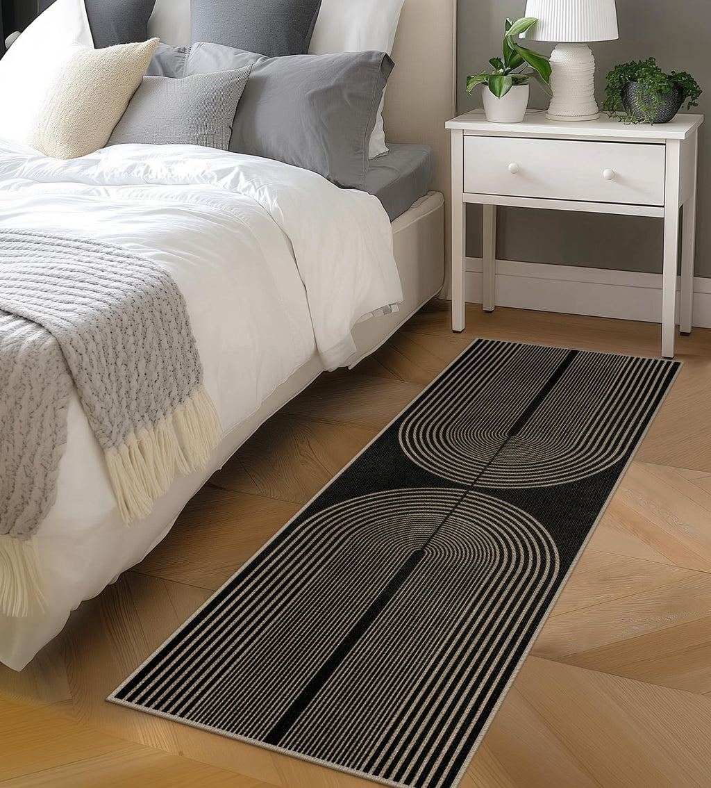 Rugalia Easy Jute Checkered Entryway Rug, 2x3 Black Modern Indoor Outdoor Doormat, Washable Non-Slip Neutral Small Kitchen Rug Farmhouse Diamond Throw Rugs for Entrance Bedroom Bathroom