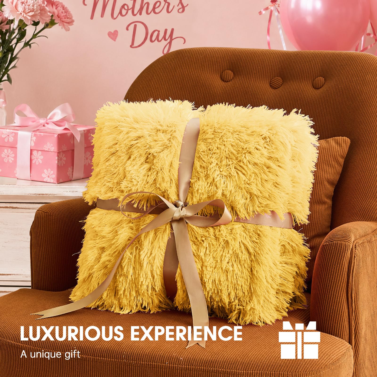 Heated Electric Blanket Queen–Faux Fur with Soft Thick SherpaWarm Winter Birthday Gifts for Women Grandma,Dual Control,10 Heat Settings,5 Time Settings, 84x90, Beige