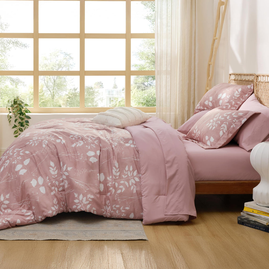 Bedsure Twin Comforter Set - 5 Pieces Floral Sage Green Soft Bedding Sets, Twin Bed in a Bag with Botanical Flowers Comforter, Sheets, Pillowcase & Sham